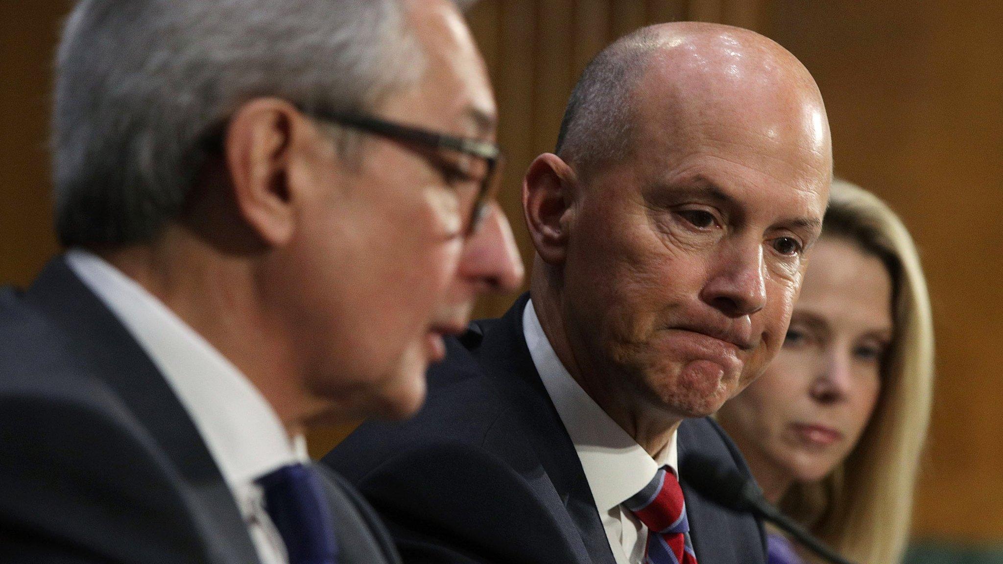 Interim CEO of Equifax Paulino Barros, former CEO of Equifax Richard Smith, and former CEO of Yahoo Marissa Mayer testify during a hearing before Senate Commerce, Science and Transportation Committee November 8, 2017 on Capitol Hill in Washington, DC.