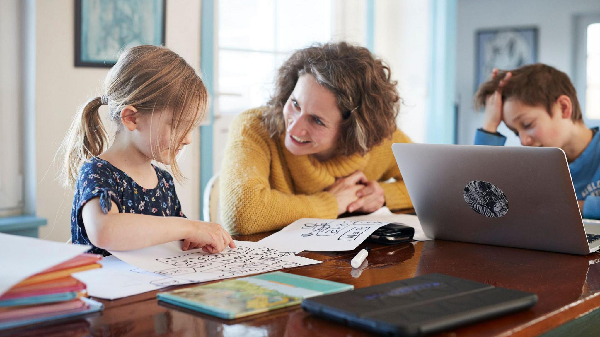 Kids learn at table