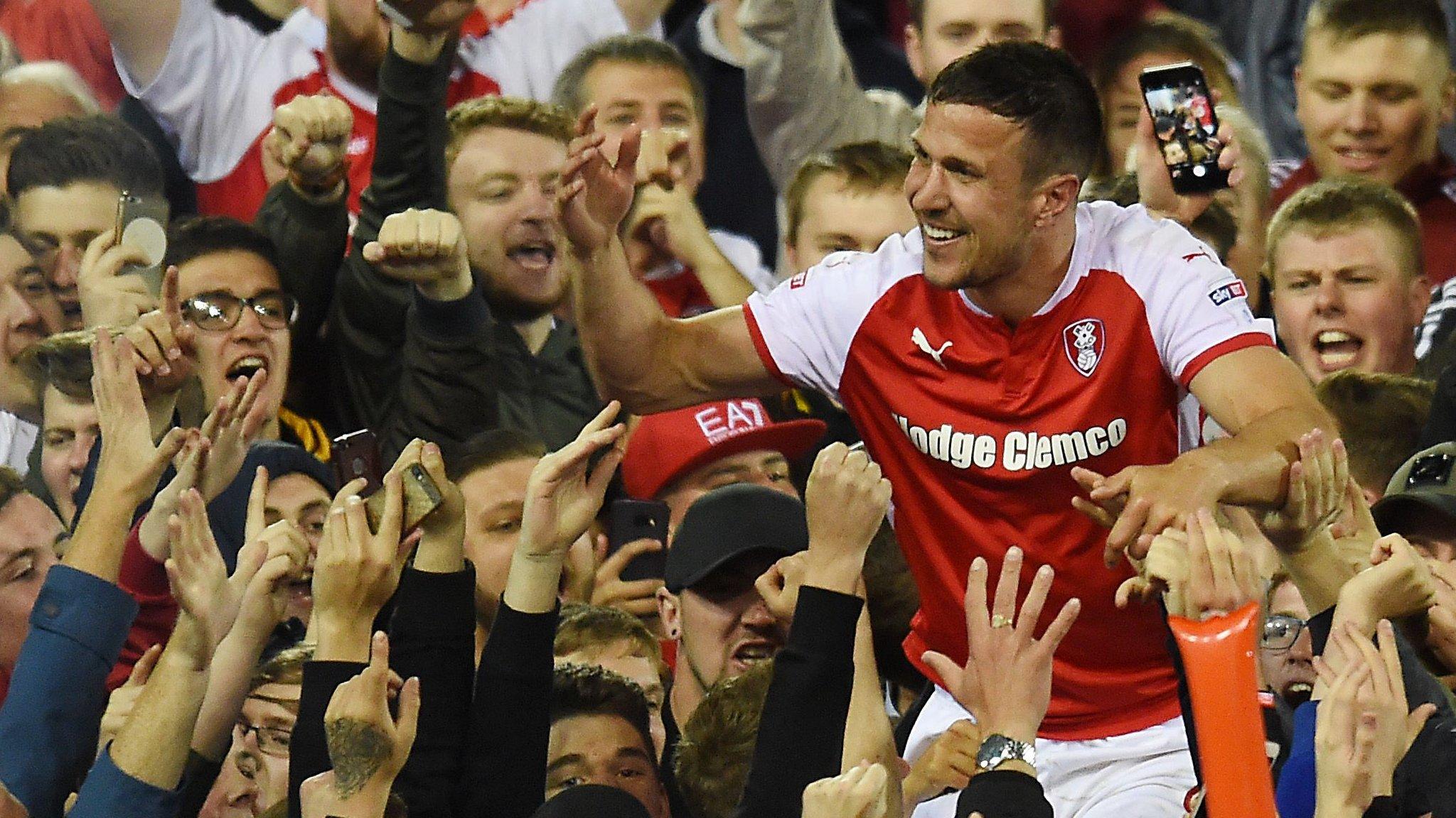 Richard Wood celebrates Rotherham United's victory