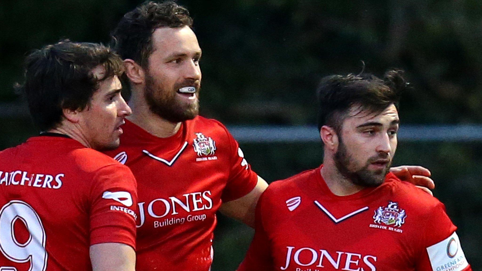 Bristol Rugby celebrate a try