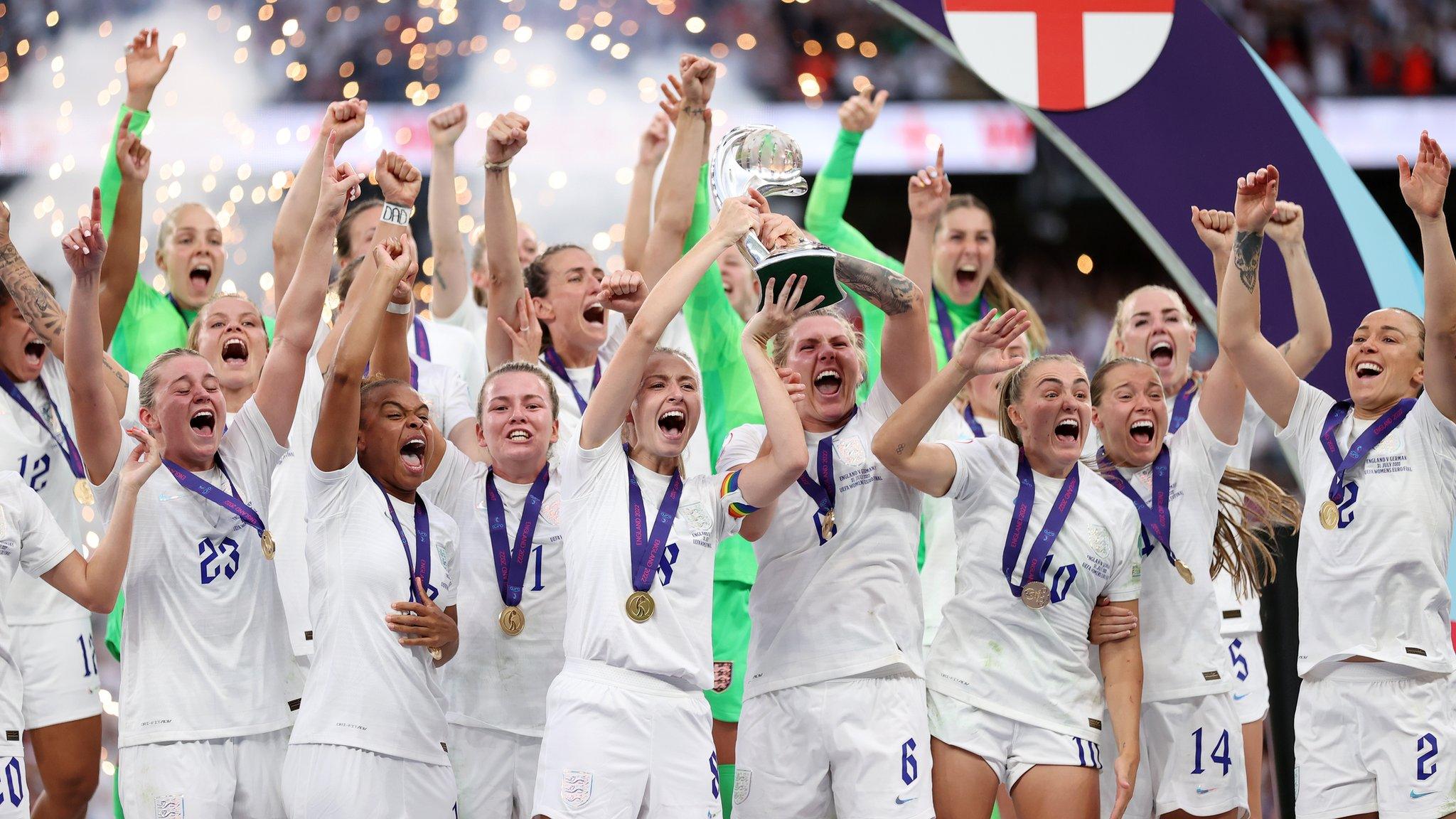 England Lionesses celebrate winning Euro 2022