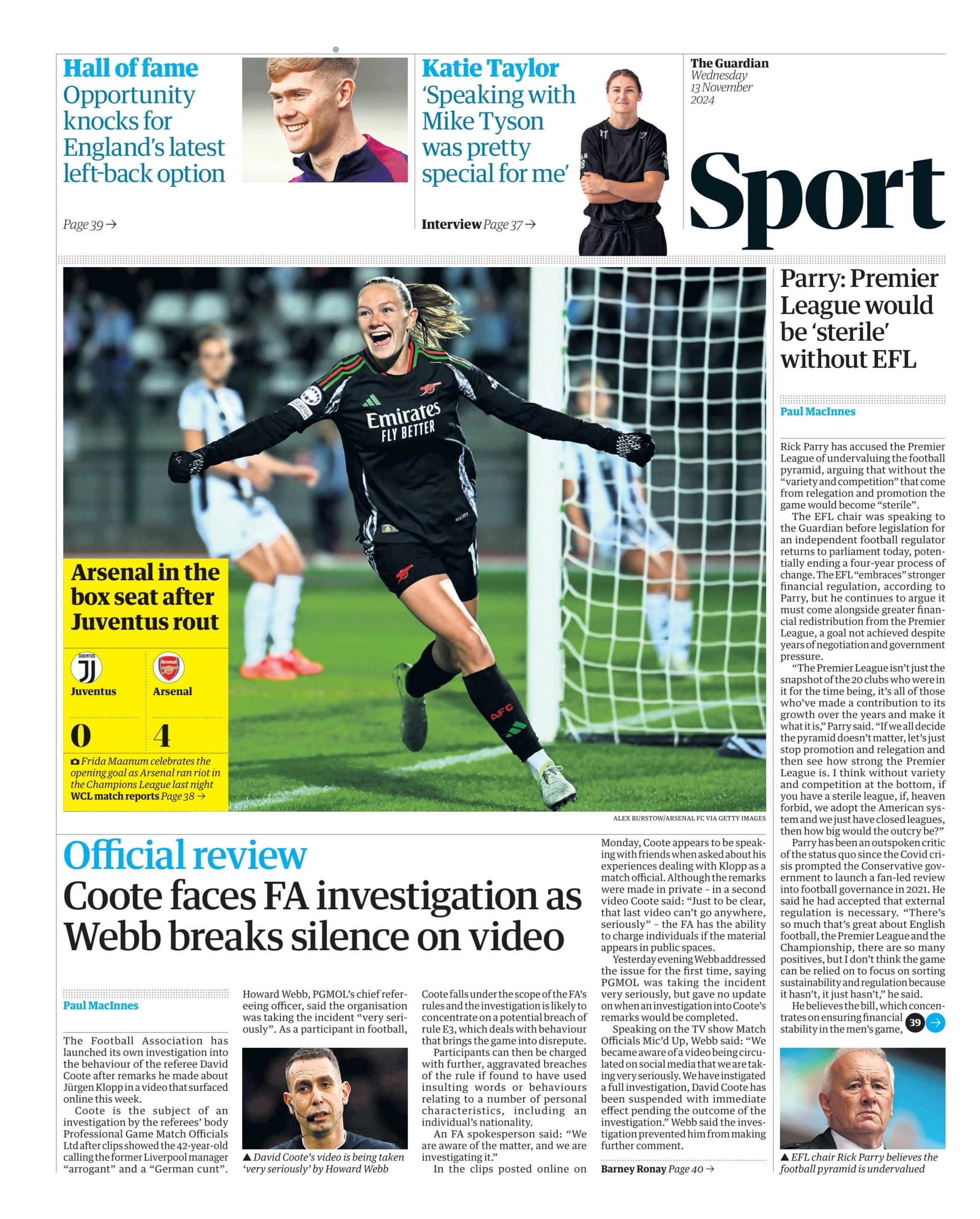 Guardian sports section