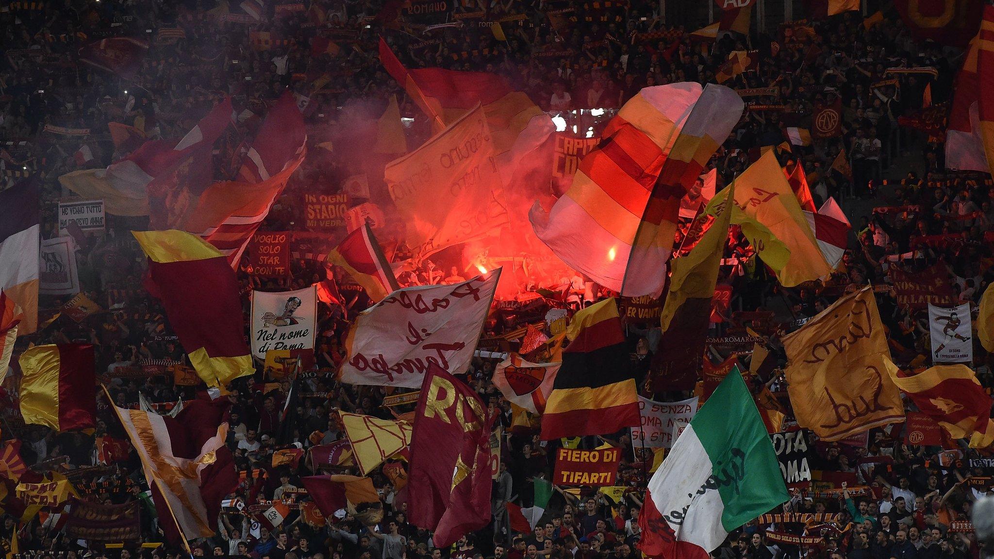 Roma fans during their Champions League tie with Liverpool