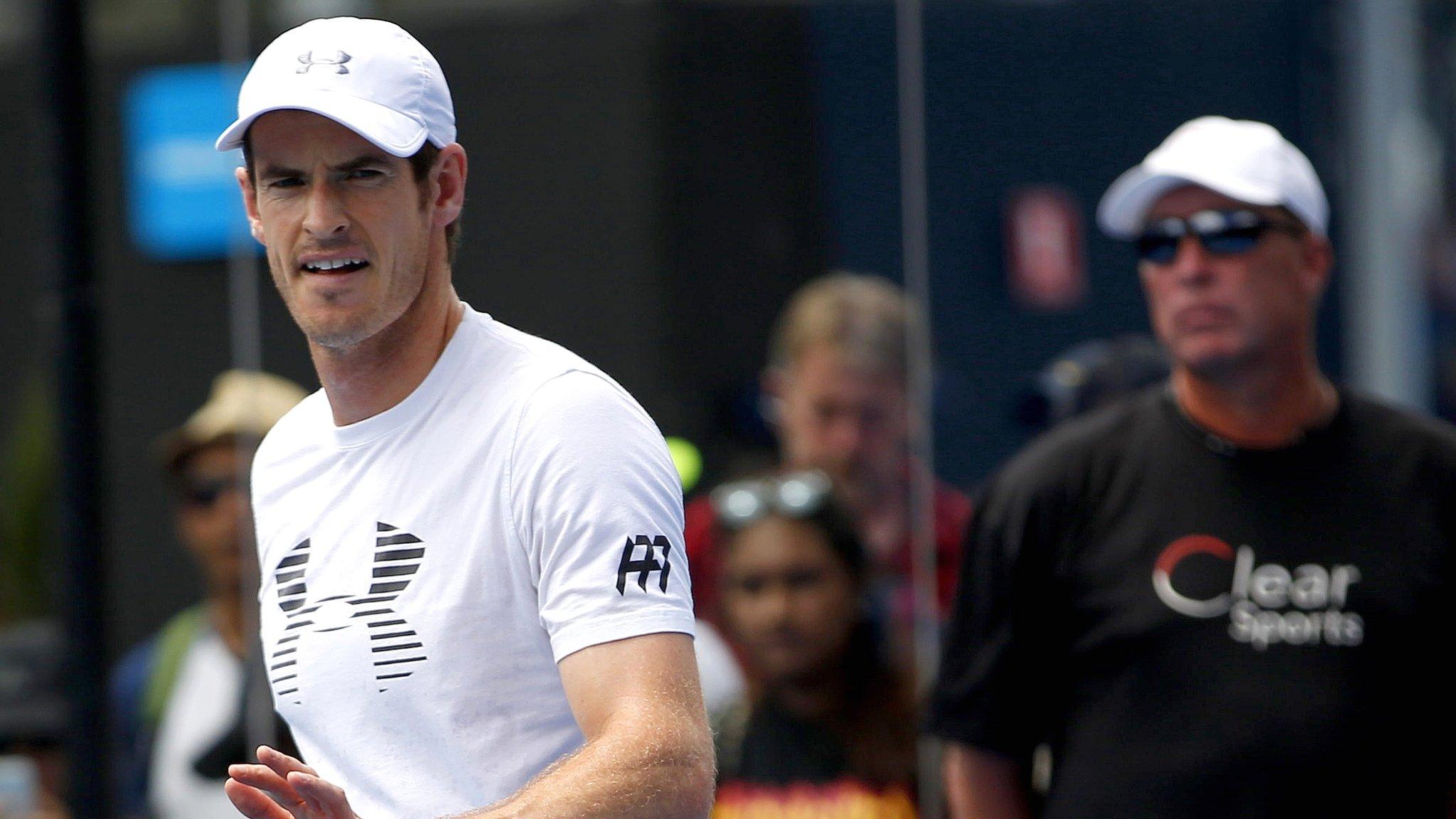 Andy Murray practises under the watchful eye of coach Ivan Lendl on Tuesday