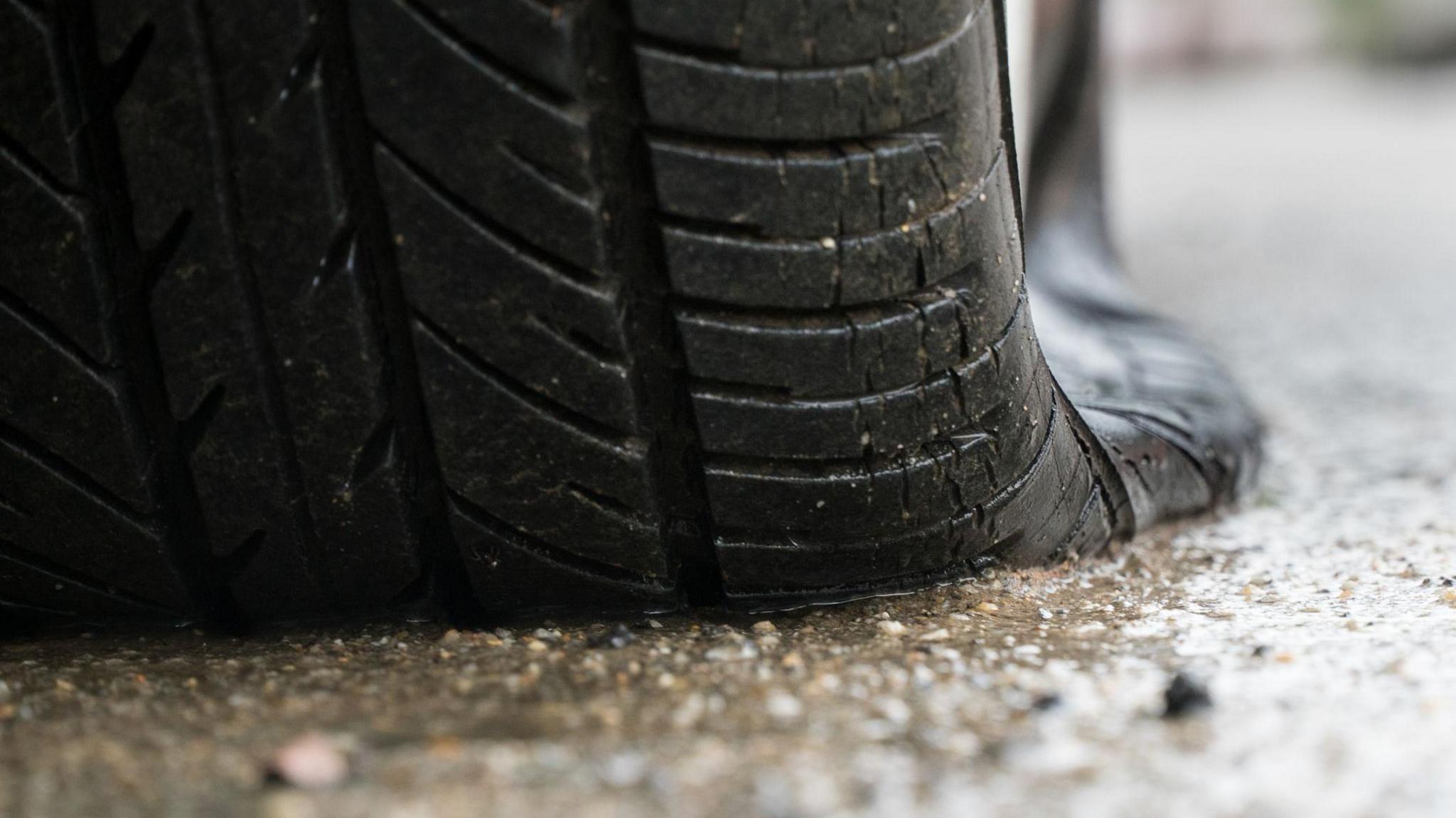 A deflated tyre