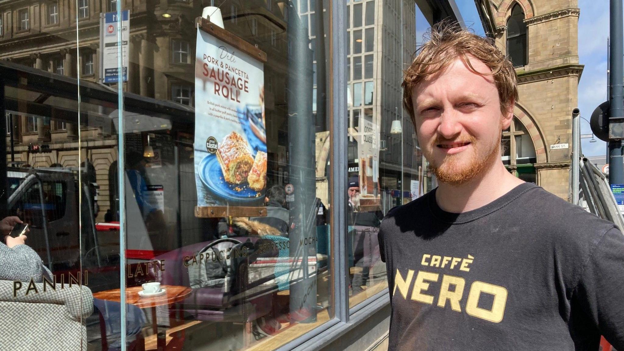 Coffee shop worker Aidan Quinn in Market Street