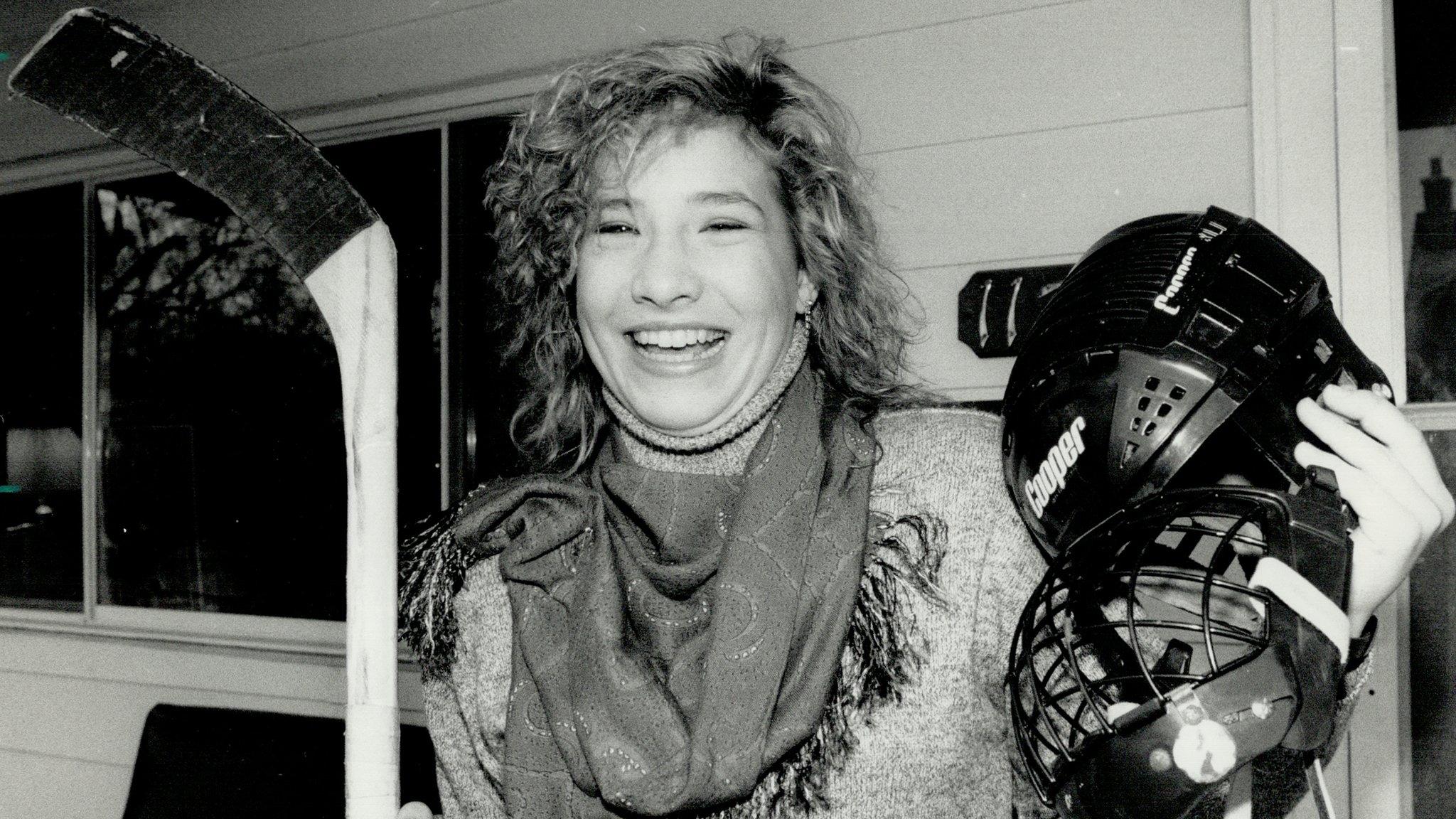 Justine Blainey smiles after winning her final court case and being allowed to play ice hockey with boys