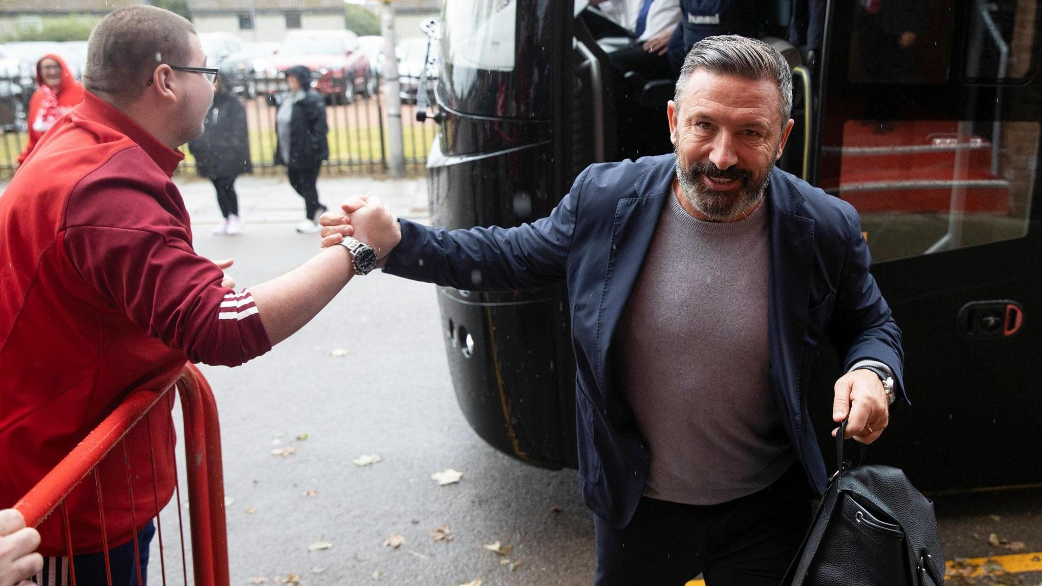 Kilmarnock manager Derek McInnes arrives at Pittodrie