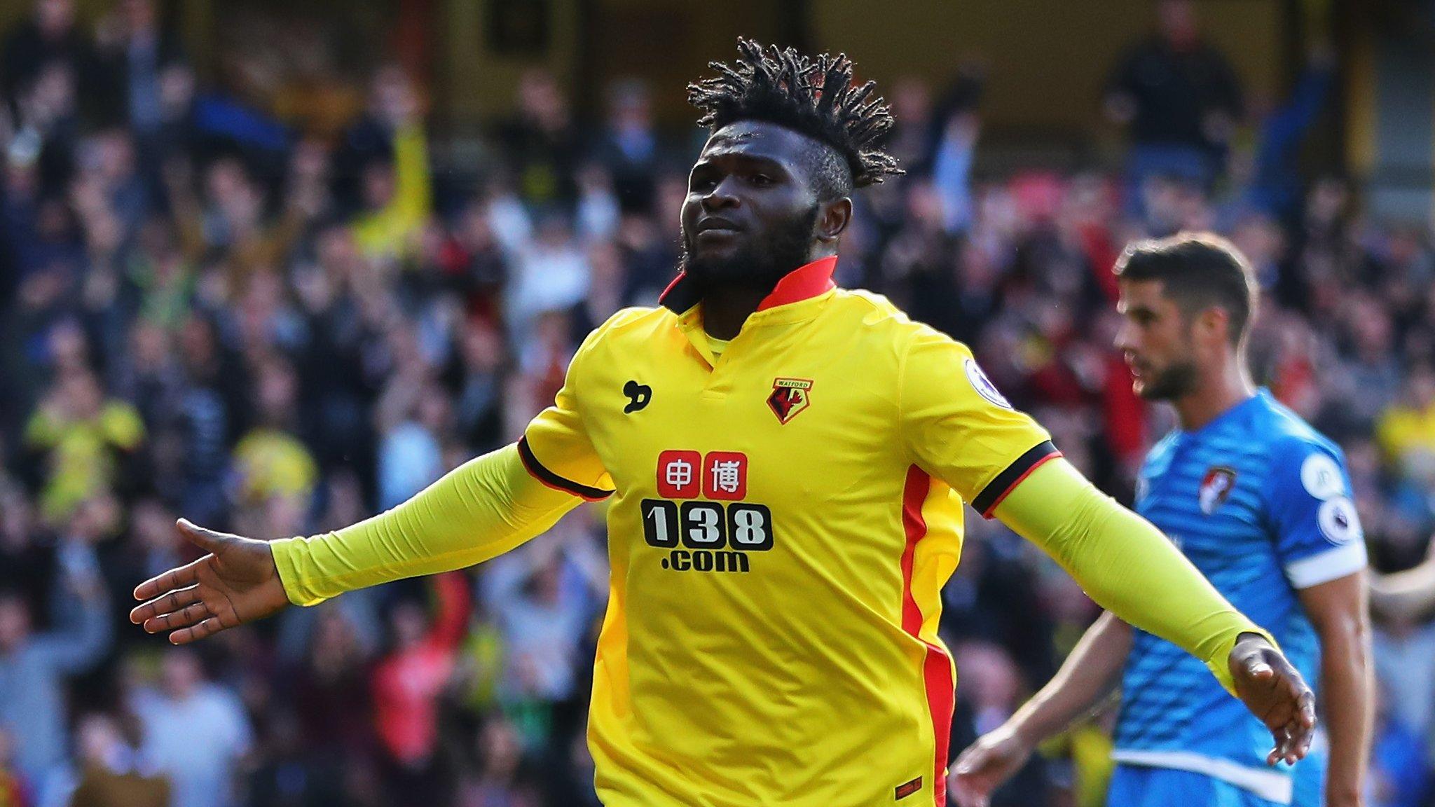 Nigeria's Isaac Success celebrates scoring for Watford.