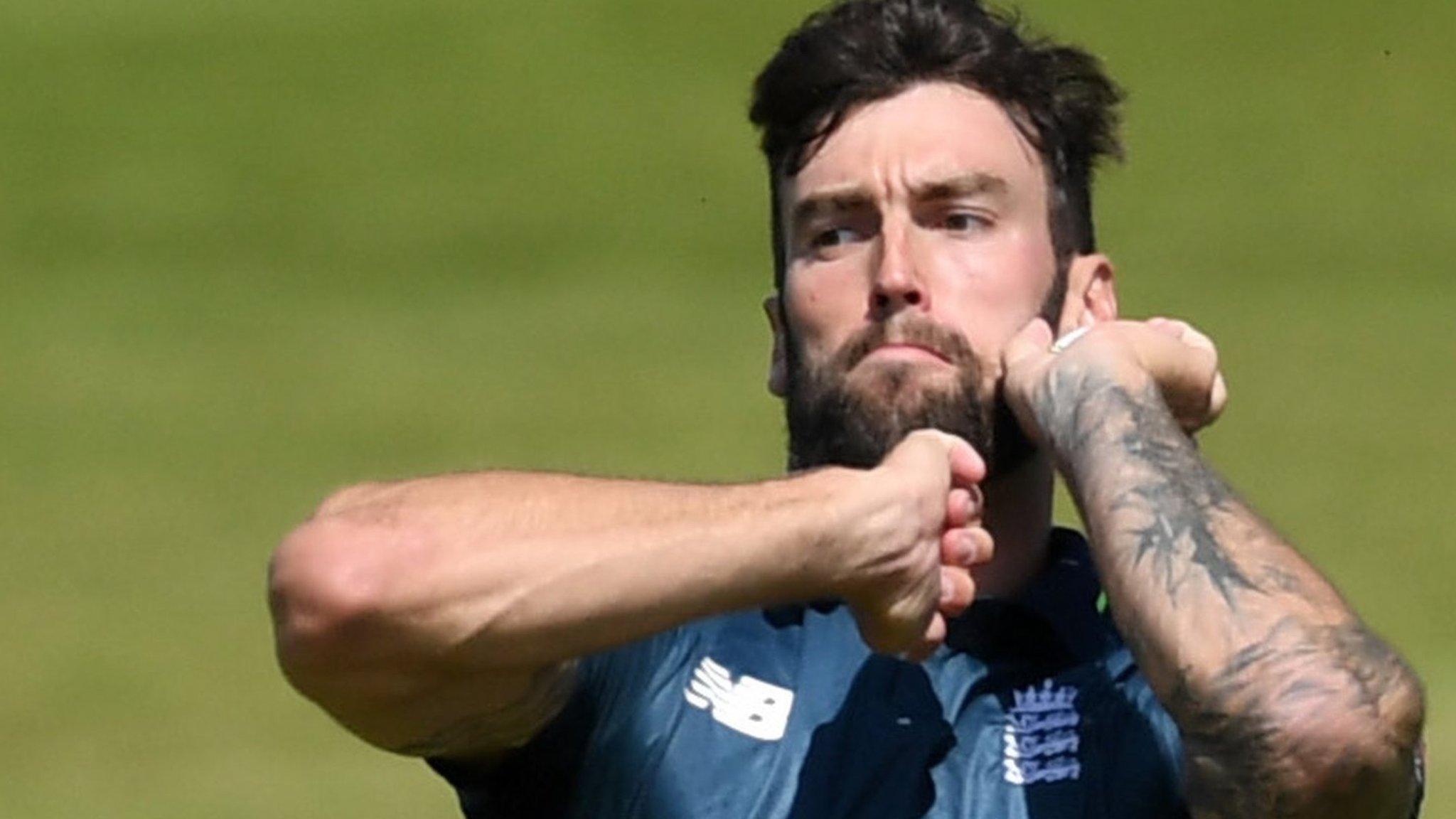 Reece Topley playing for England