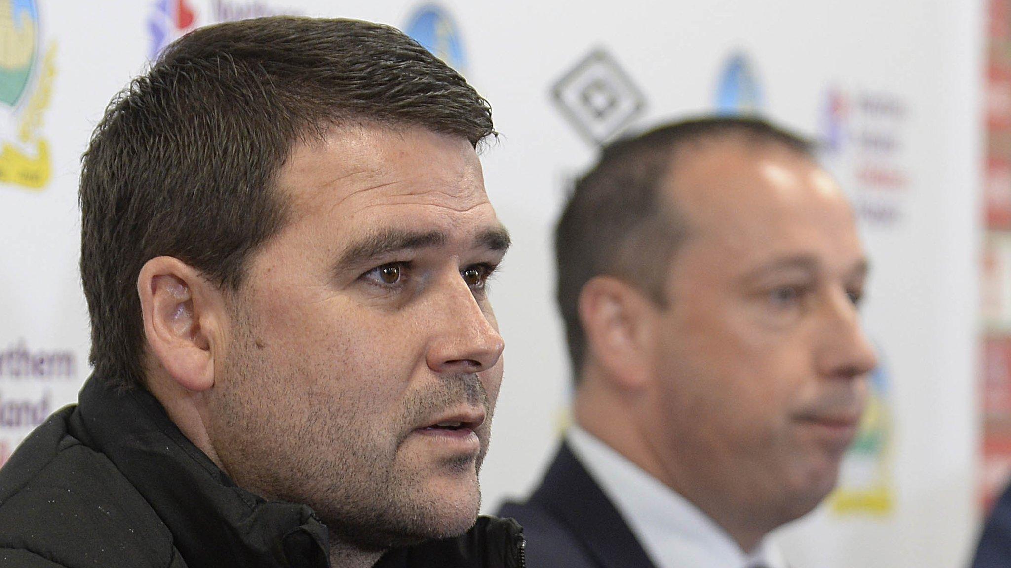 Linfield manager David Healy and Chairman Roy McGivern