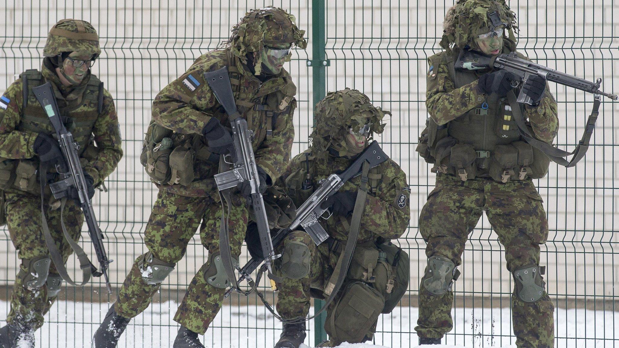 Nato military exercise at a training range in Pabrade, north of the capital Vilnius, Lithuania. 2 Dec 2016