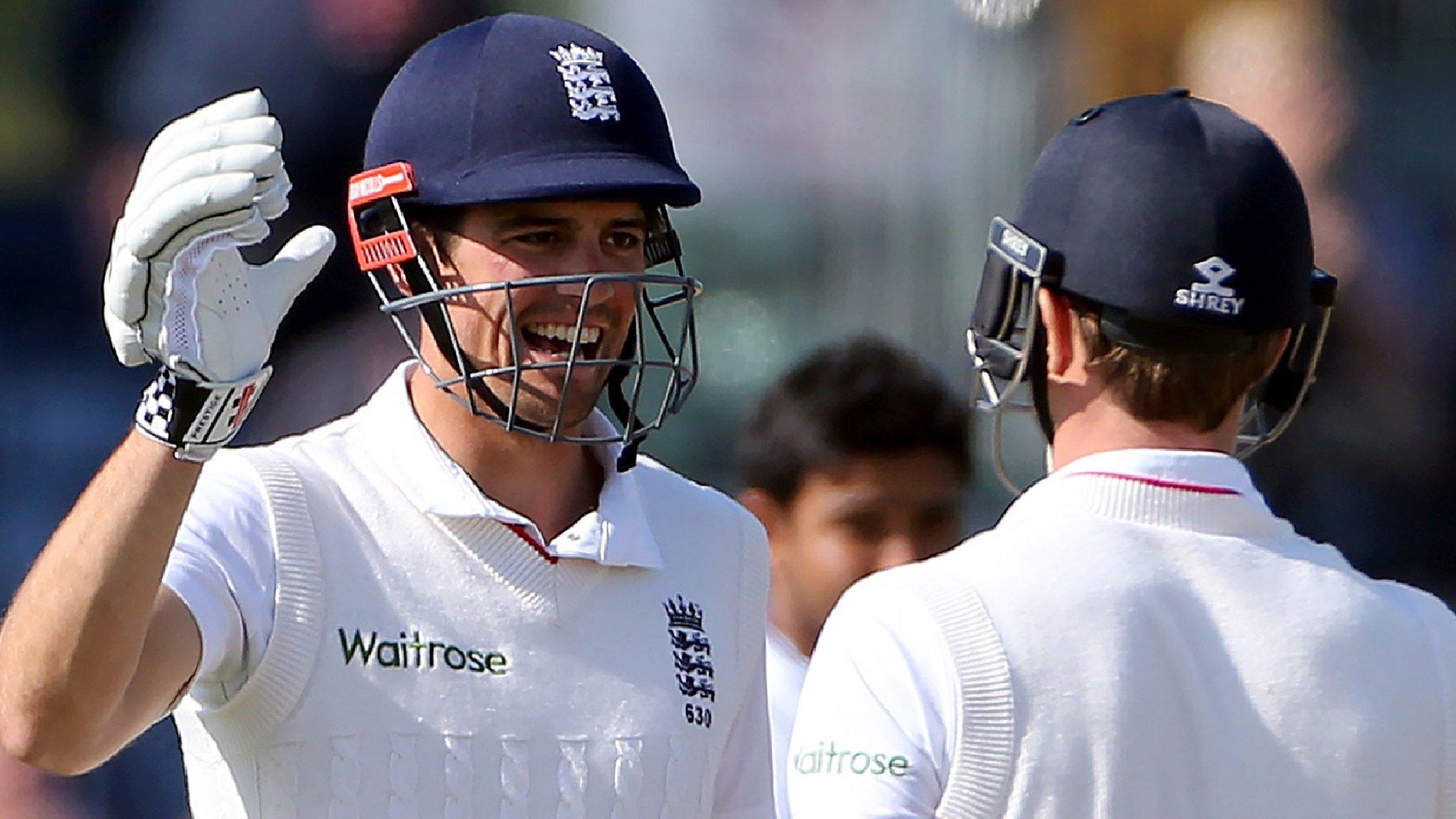 Alastair Cook and Nick Compton celebrate England beating Sri Lanka in the second Test