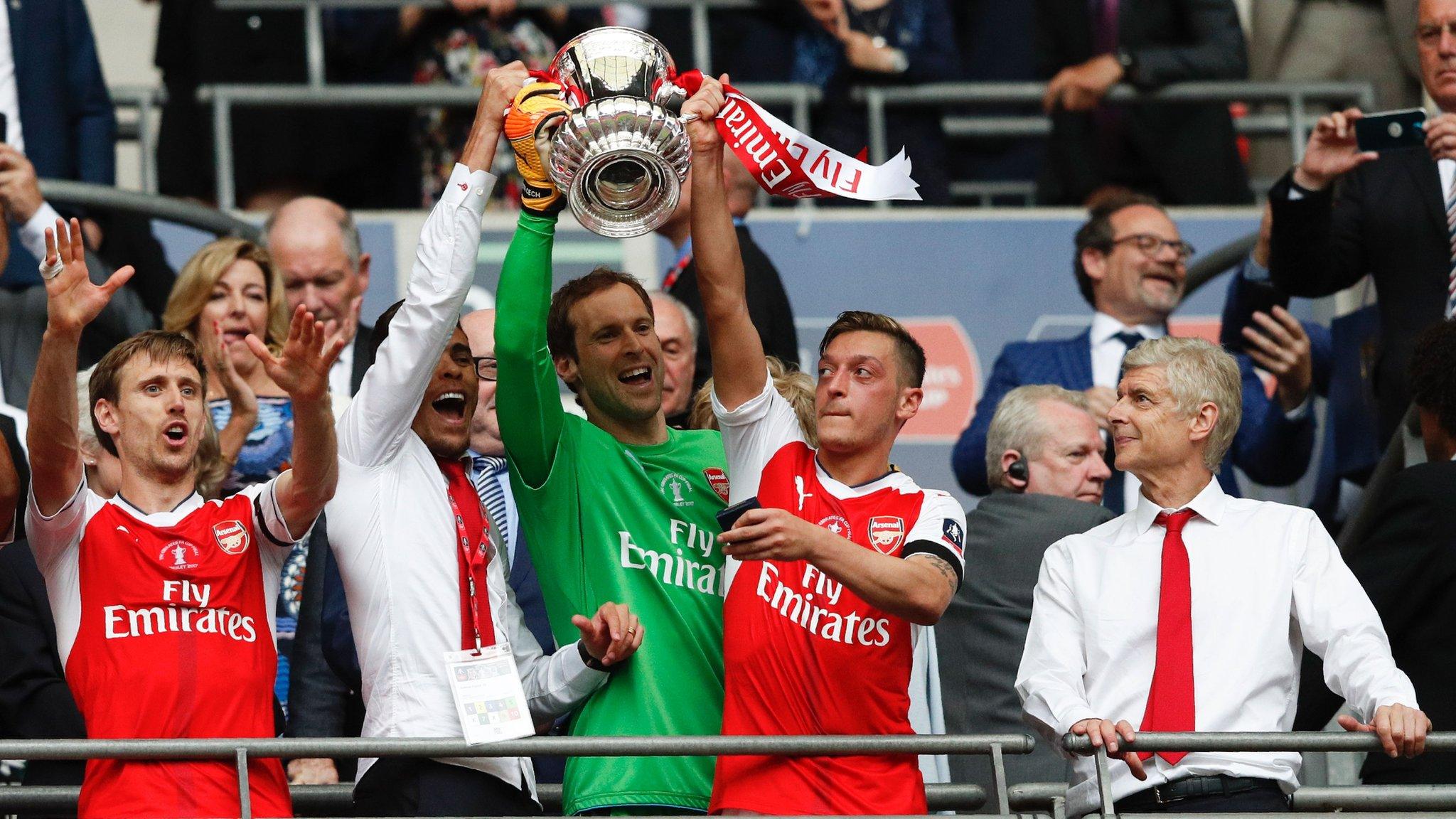 Arsenal celebrate with trophy