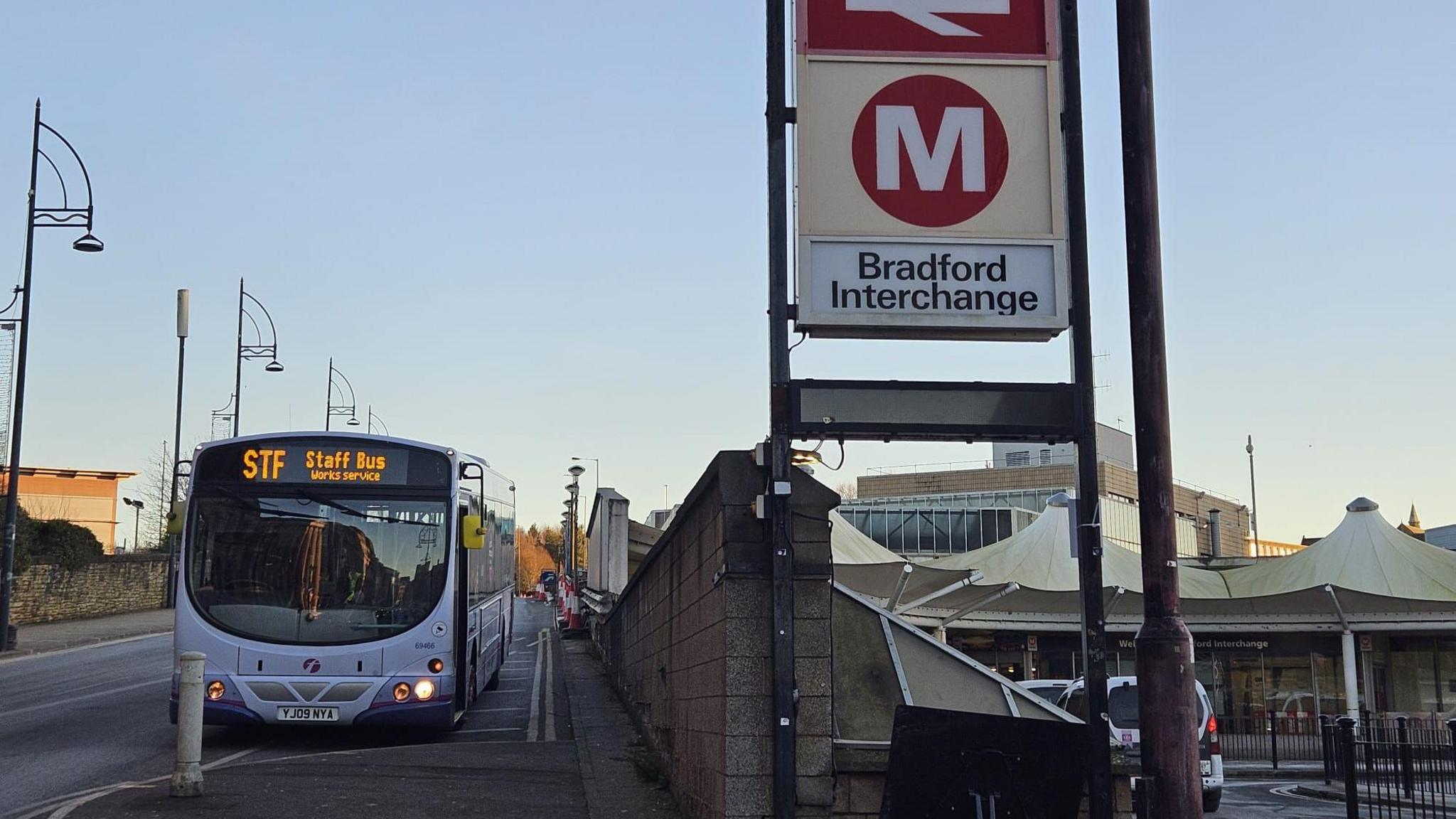 A bus outside the interchange