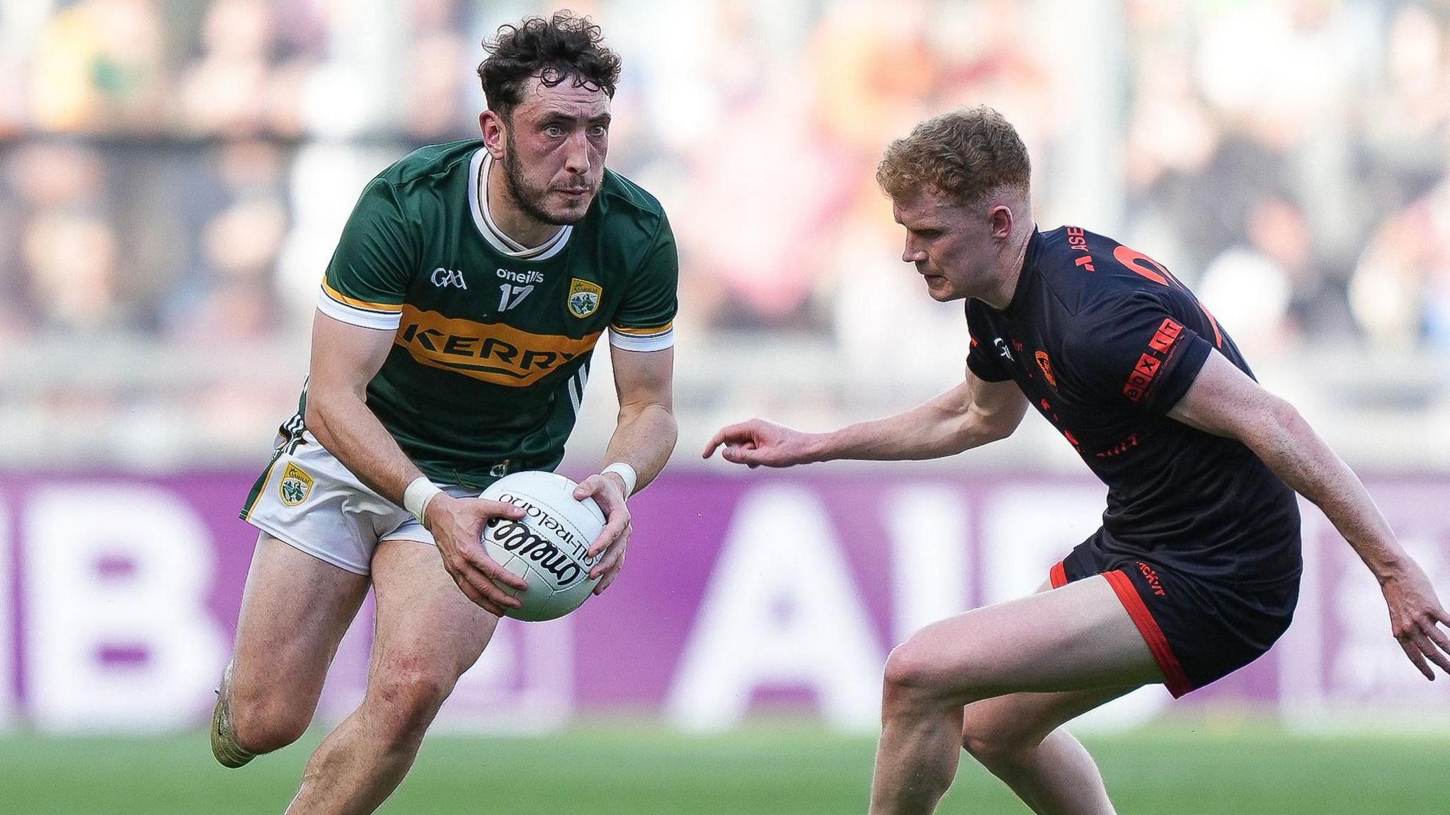 Paudie Clifford in possession for Kerry