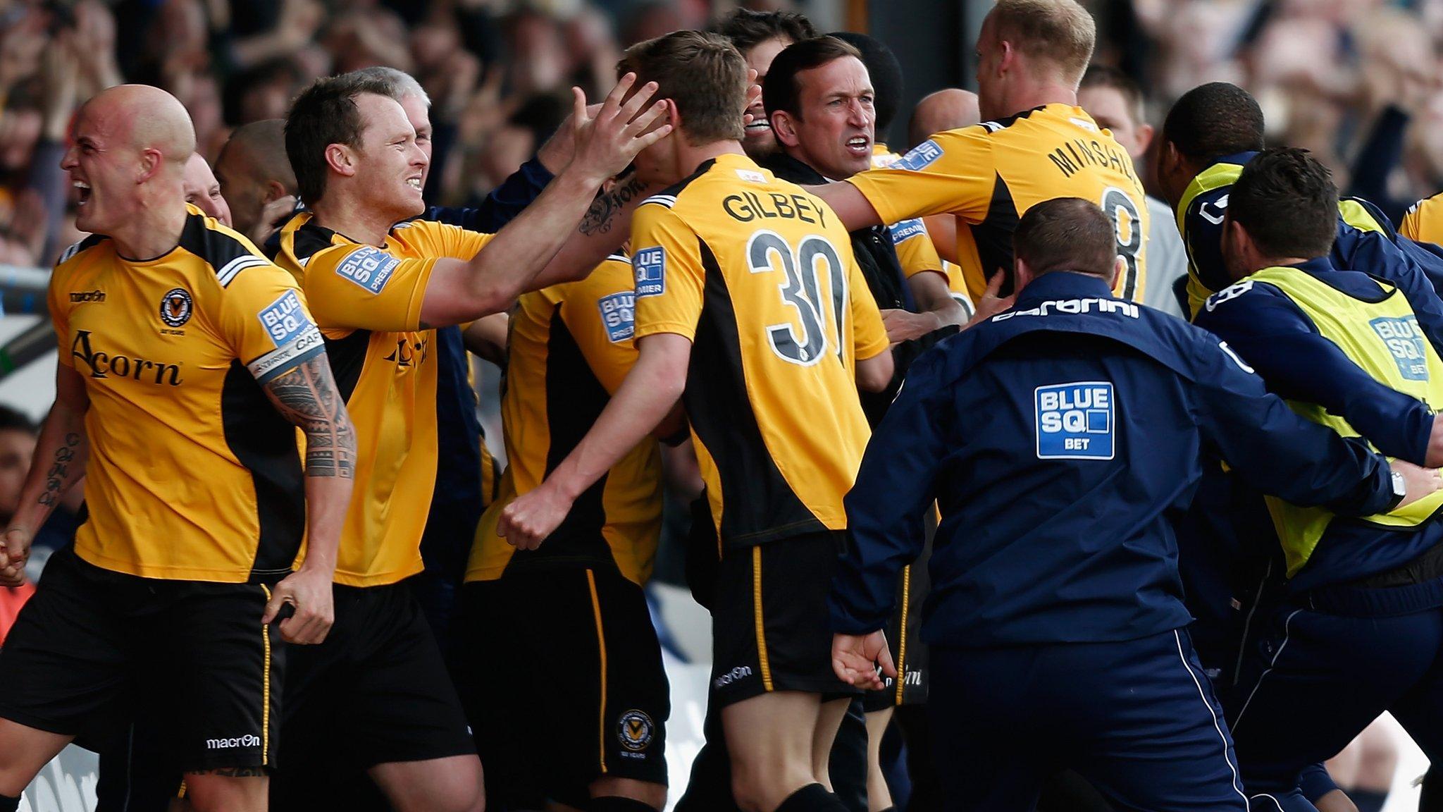 Newport County playing at Rodney Parade