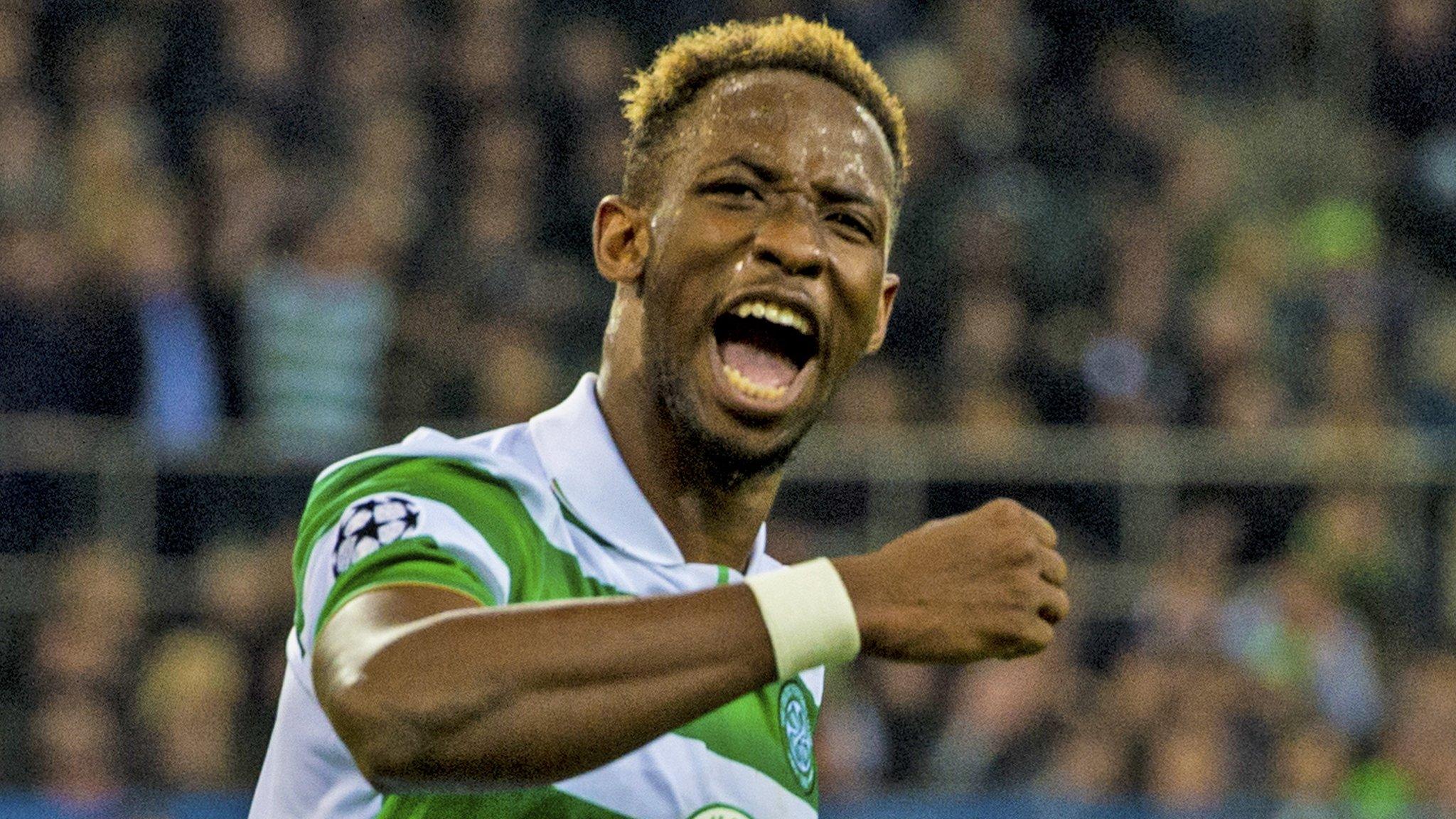 Celtic's Moussa Dembele celebrates his goal in Monchengladbach