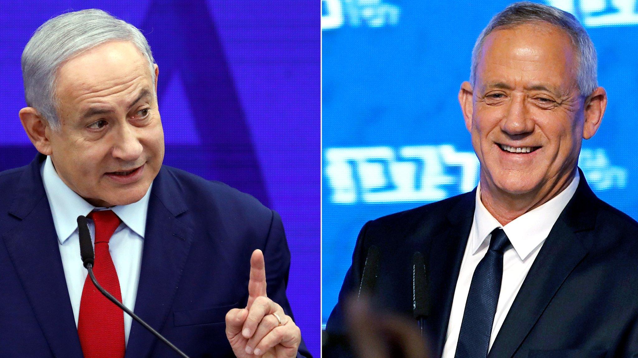 File photos showing Benjamin Netanyahu (L) and Benny Gantz (R)