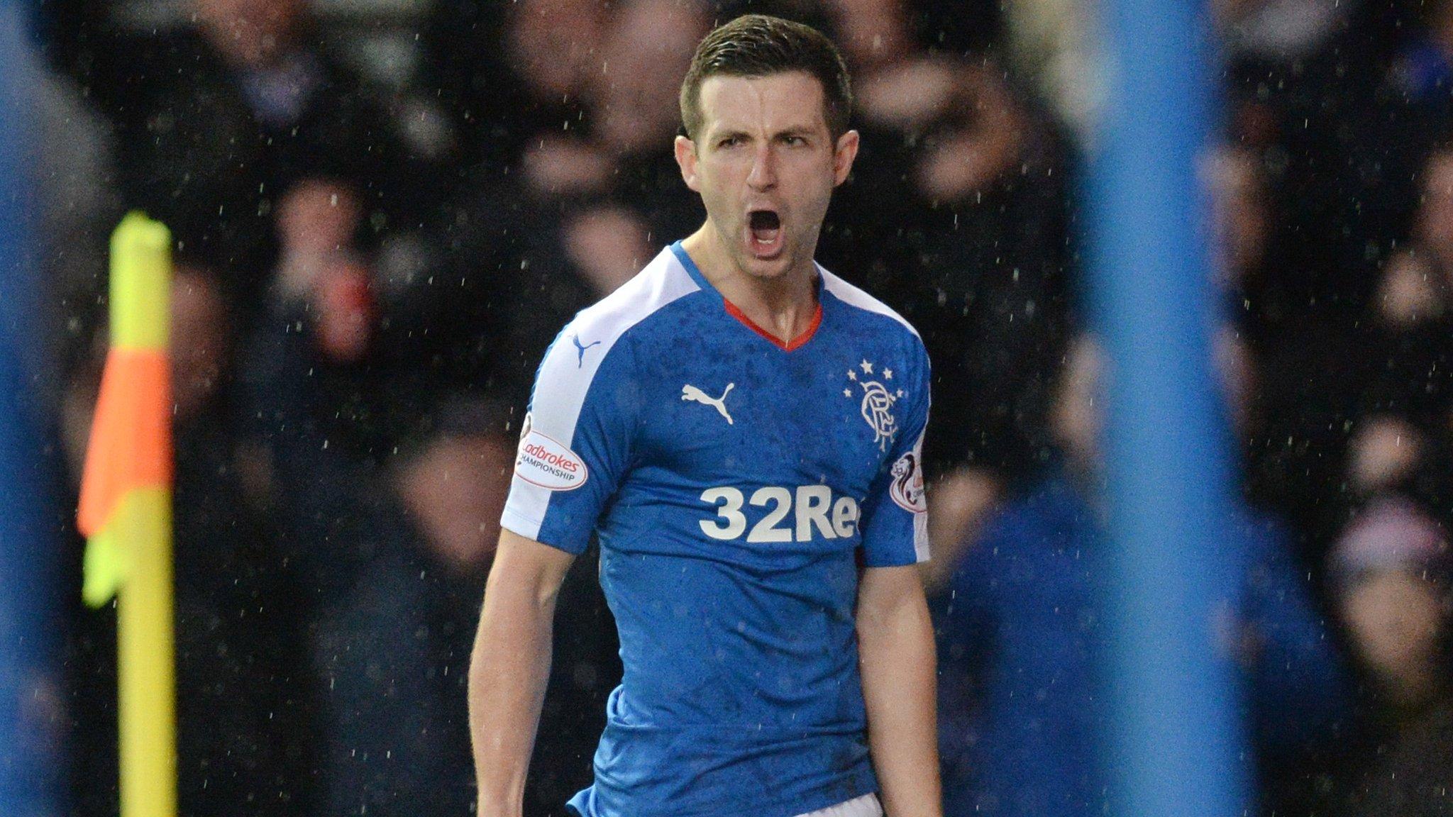 Jason Holt celebrates after scoring for Rangers against Hibernian