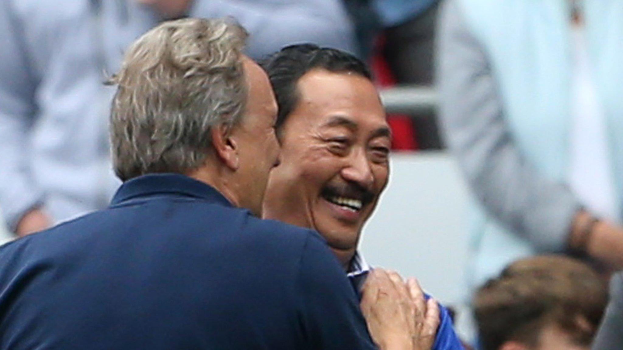 Neil Warnock and Vincent Tan celebrate