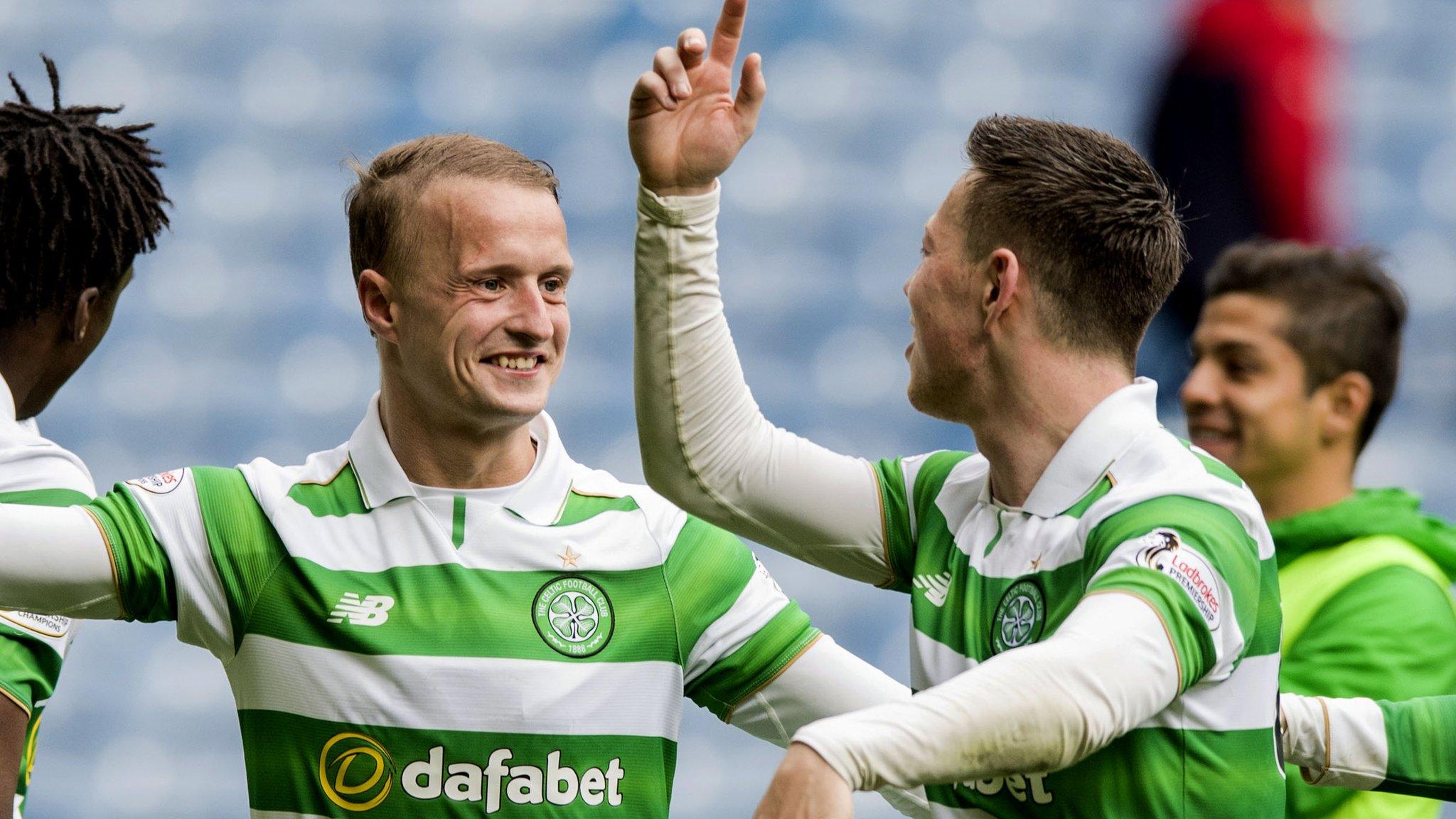 Leigh Griffiths and Callum McGregor celebrate their win over Rangers