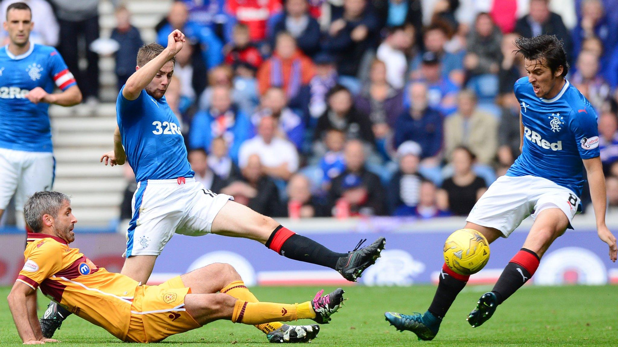 Motherwell and Rangers players