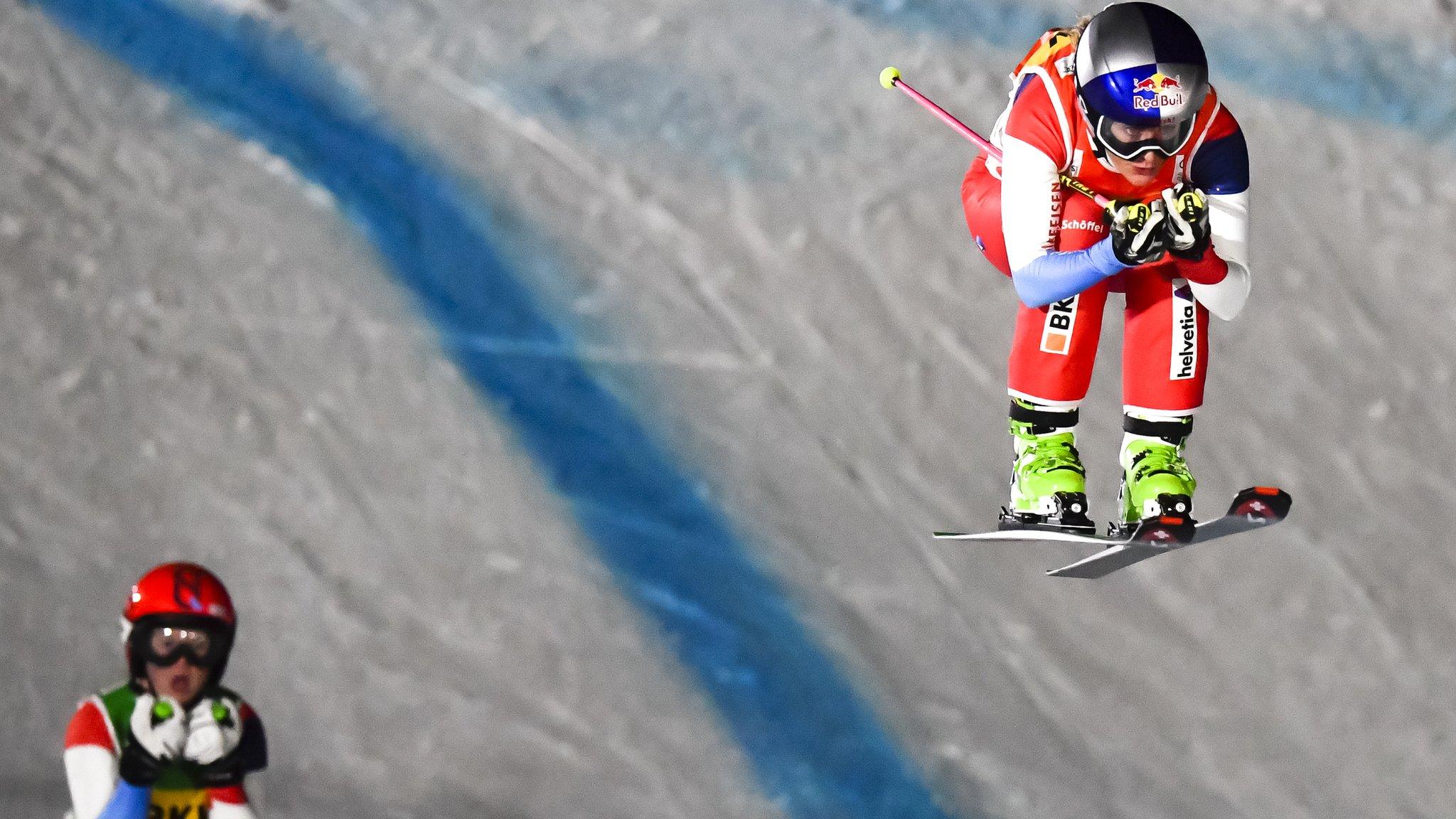 Skier jumps