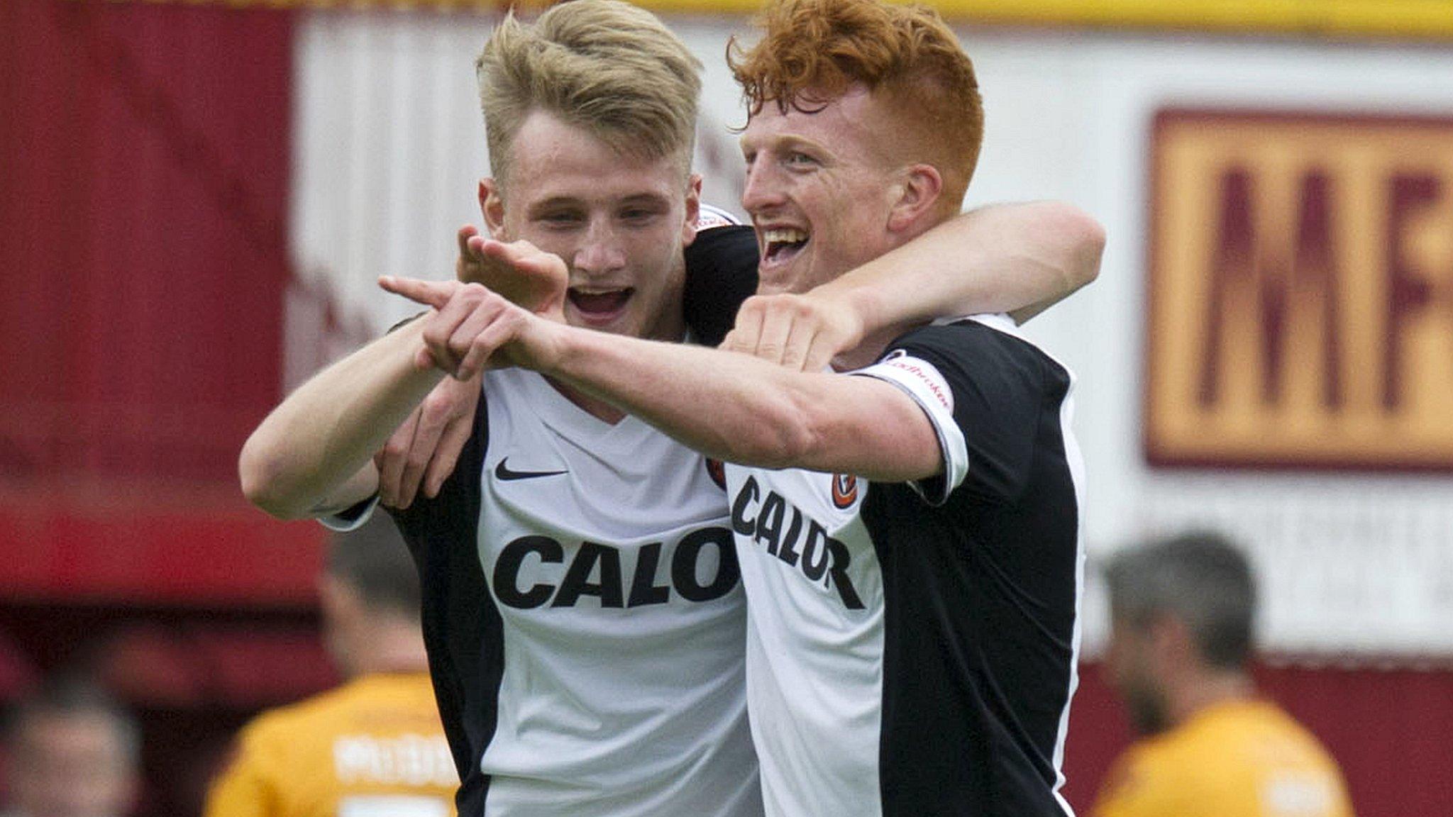 Dundee United's Coll Donaldson and Simon Murray