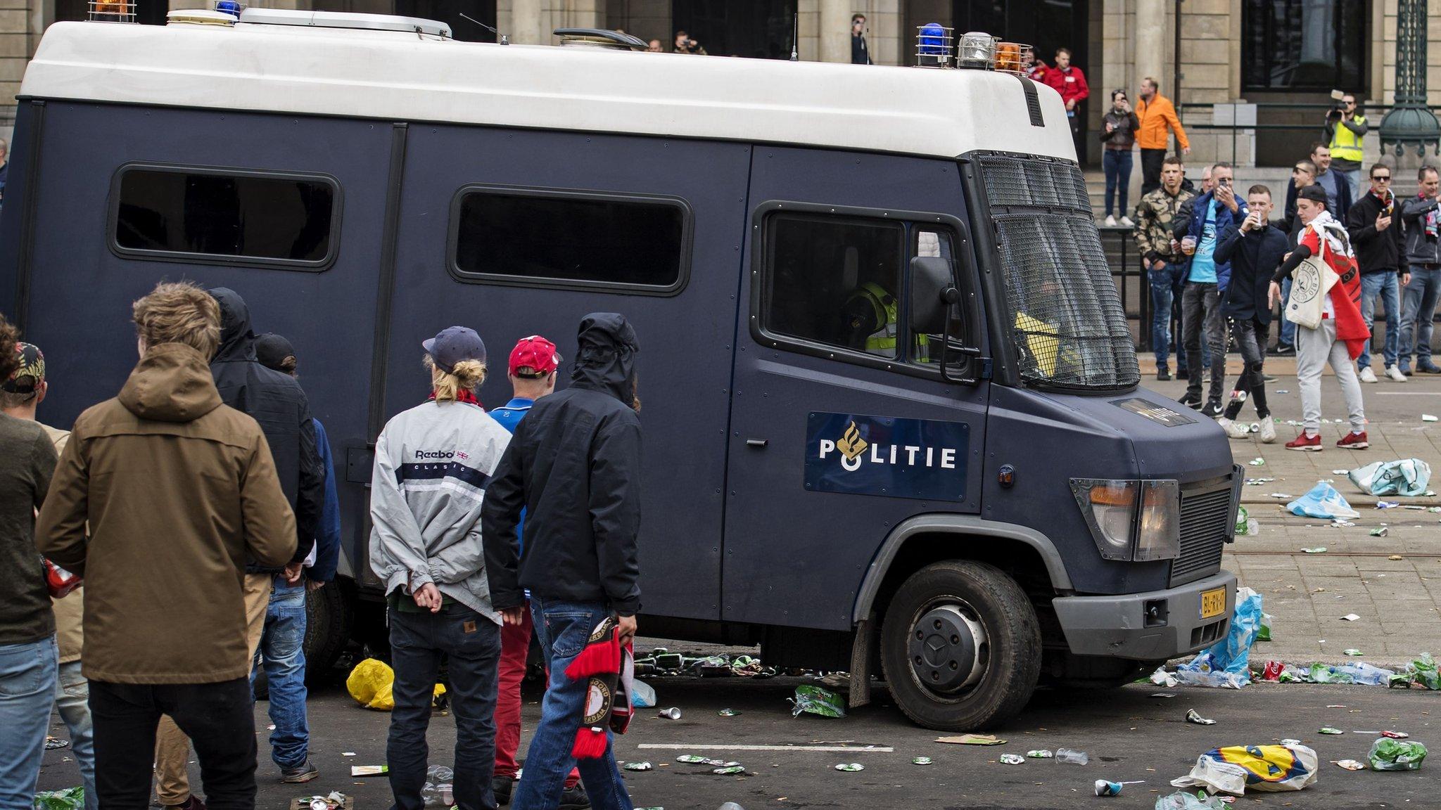 Trouble broke out after Feyenoord's defeat to Rotterdam neighbours Excelsior