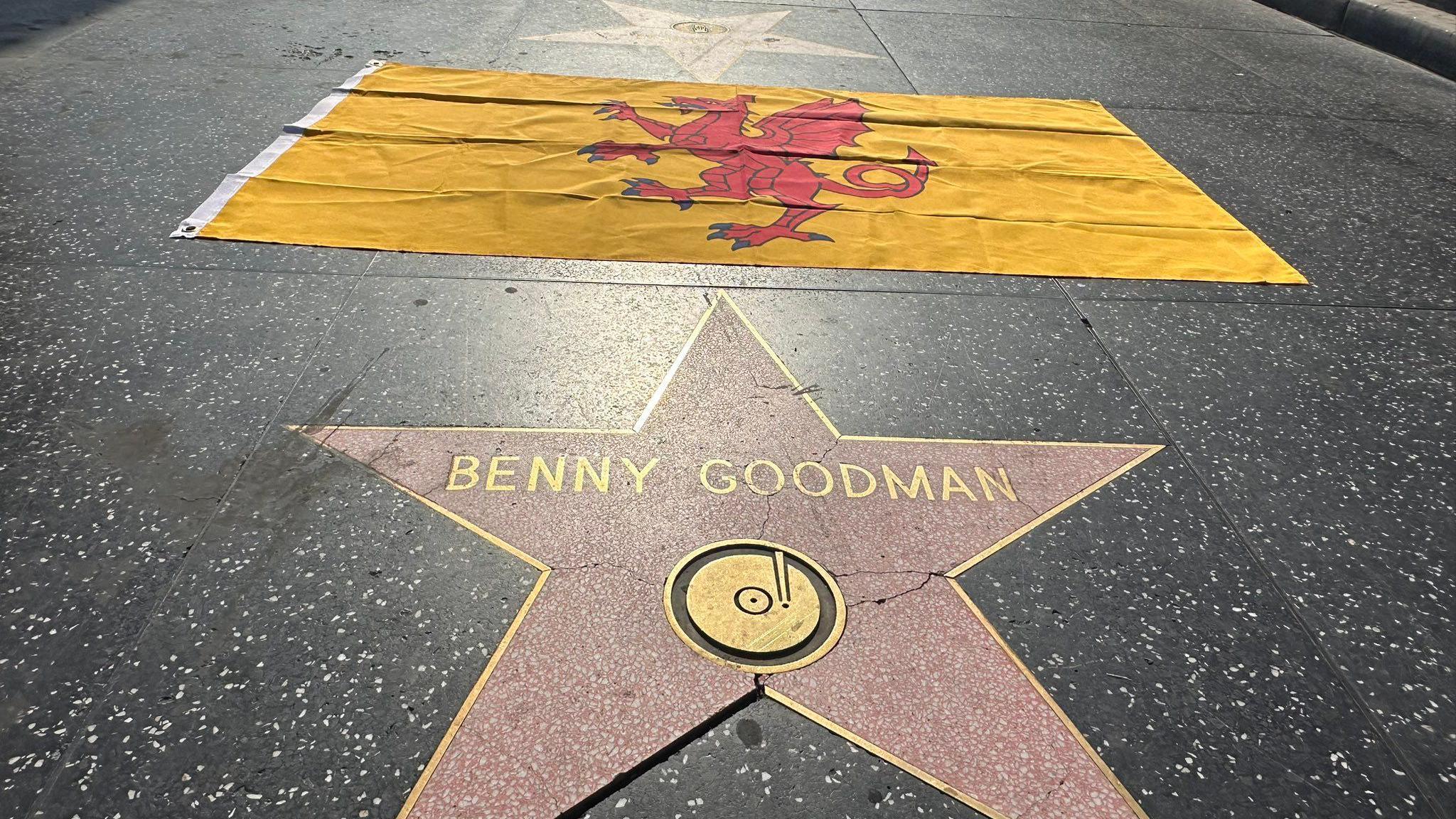 The Somerset flag is displayed next to Benny Goodman's star on the Hollywood Walk of Fame.