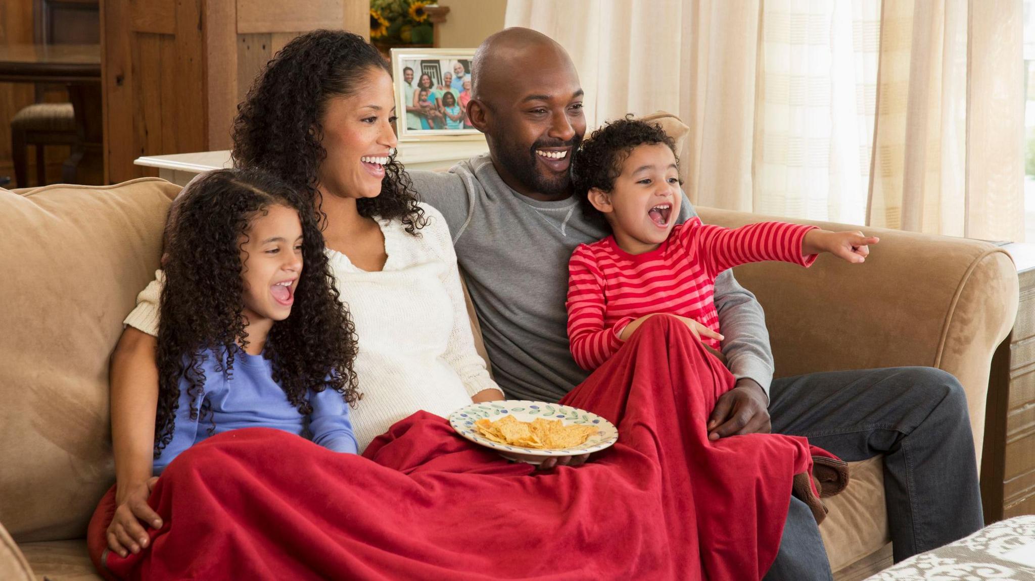 family watching tv