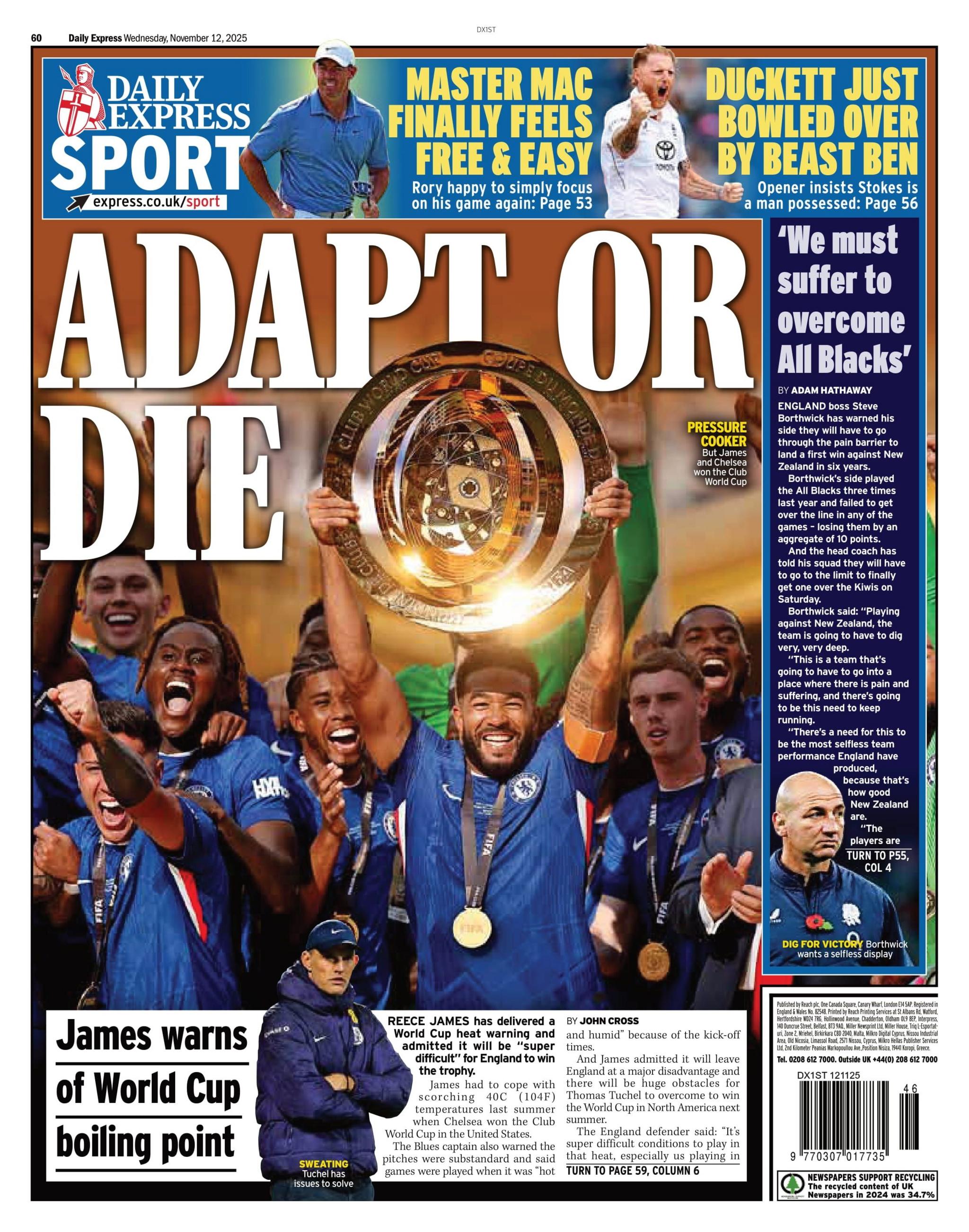 Back page of the Daily Express