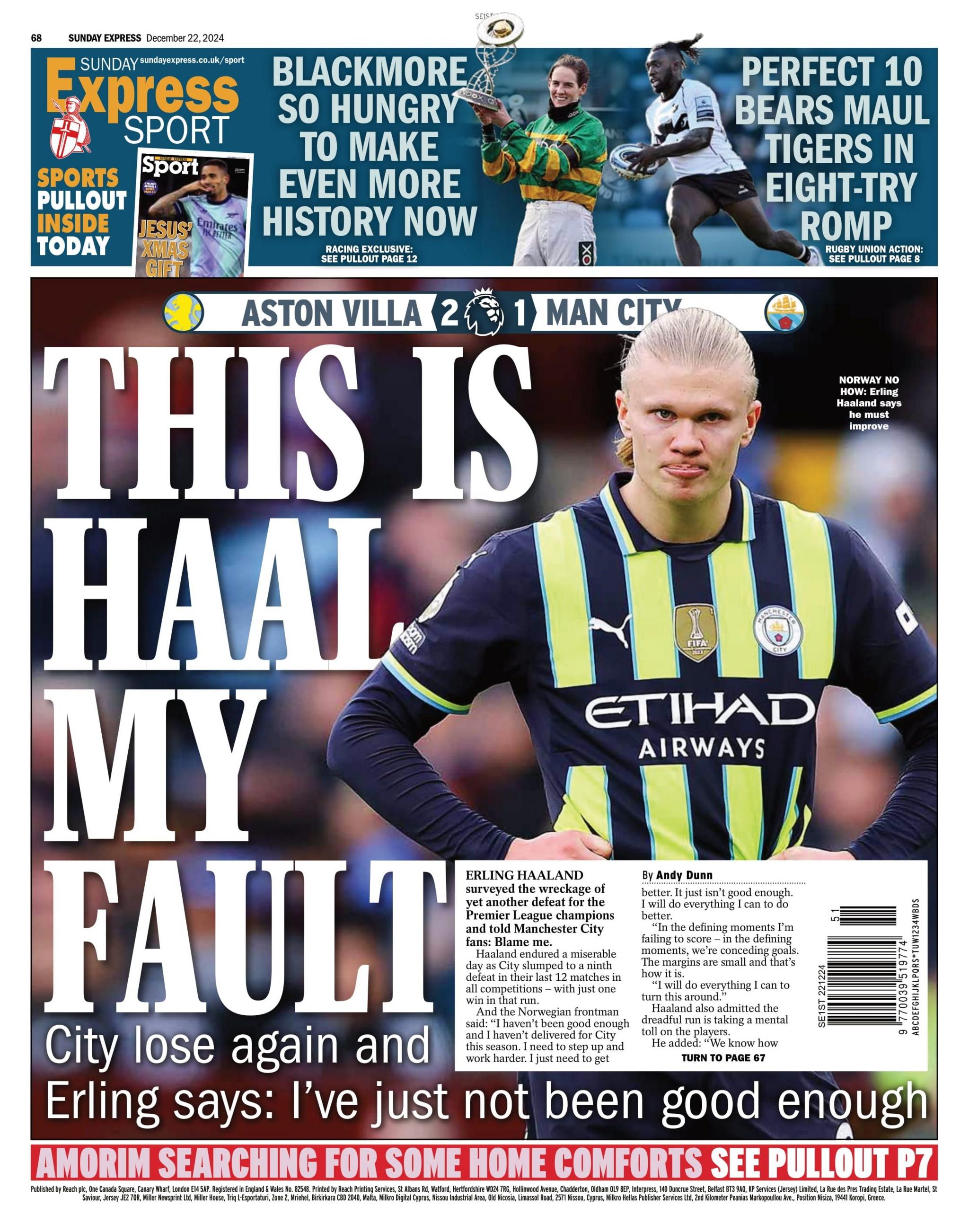 Sunday Express back page 