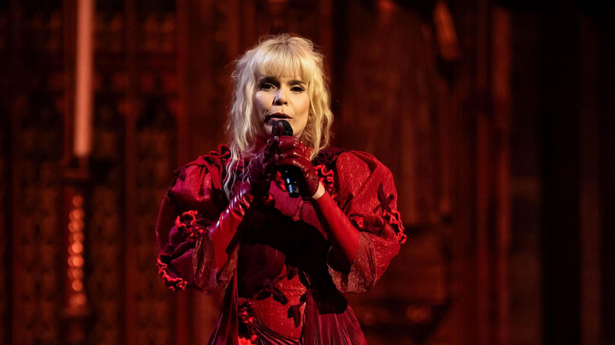 Paloma Faith is seen performing during the carol service