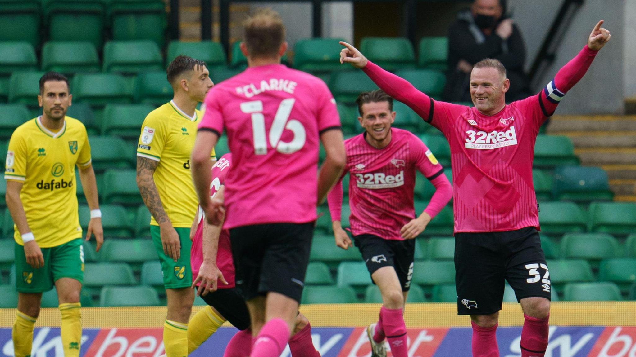 Wayne Rooney celebrates what proved to be his final goal as a professional footballer.