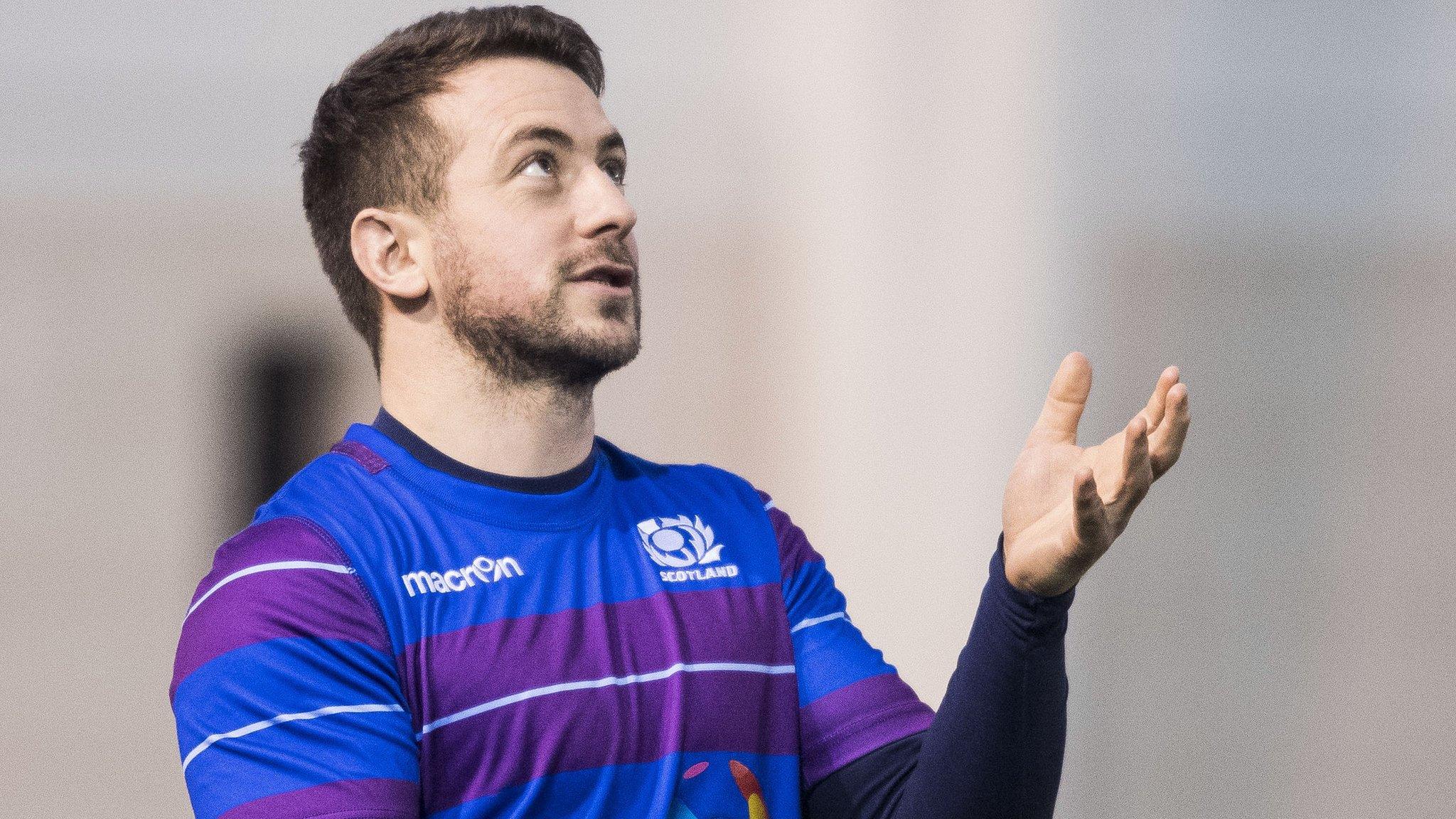 Scotland captain Greig Laidlaw throw a tennis ball during training