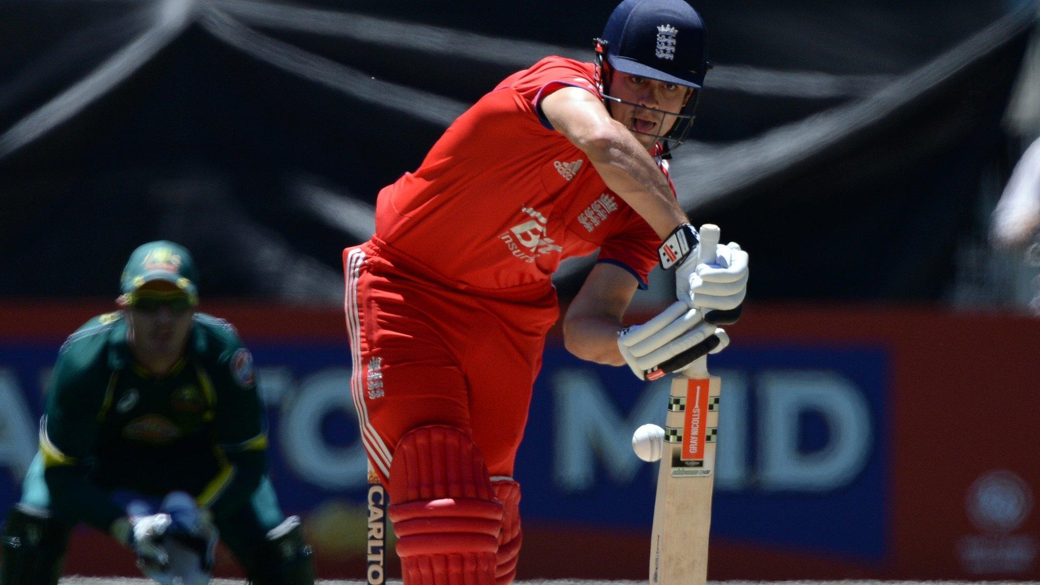 Alastair Cook edges a ball through to the keeper