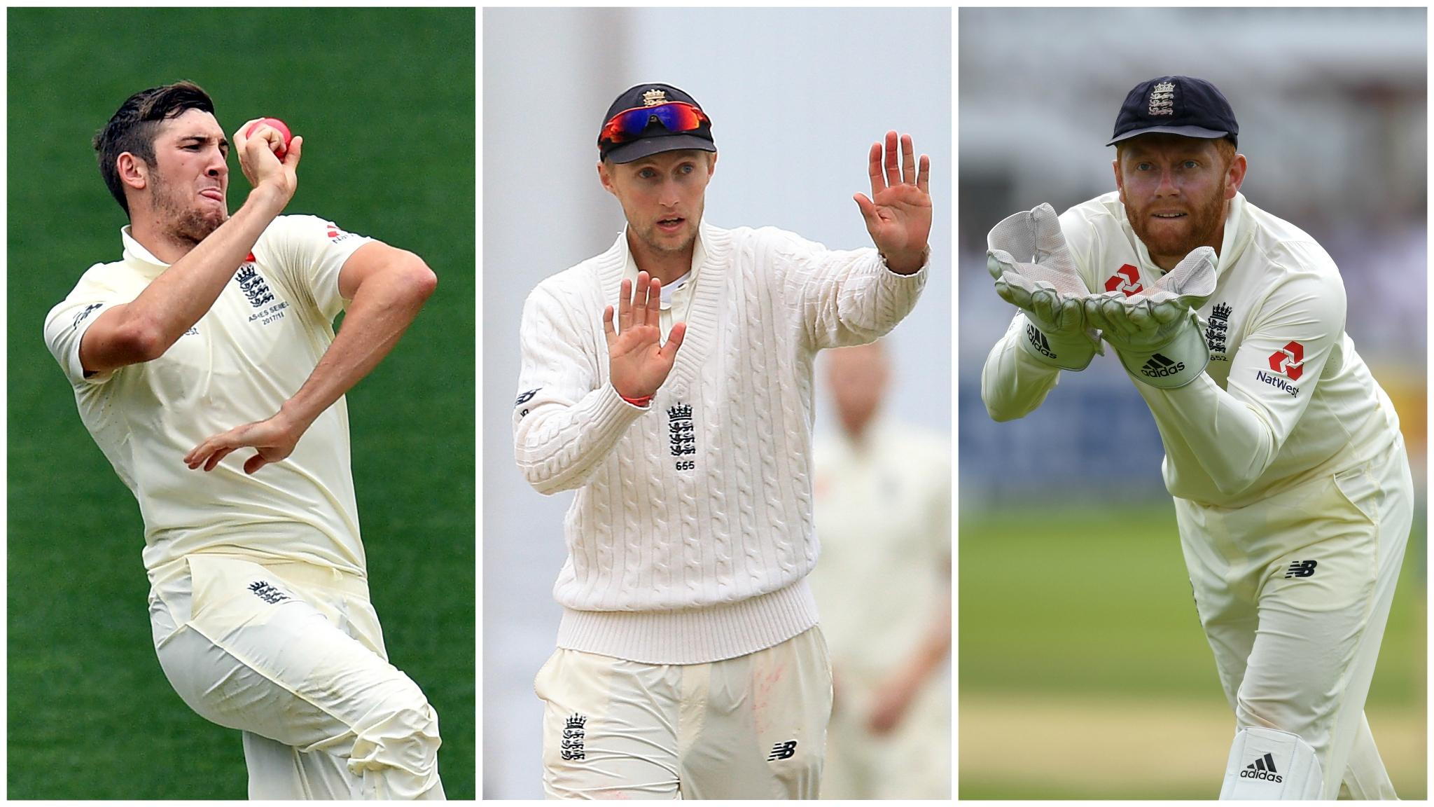 Craig Overton, Joe Root and Jonny Bairstow