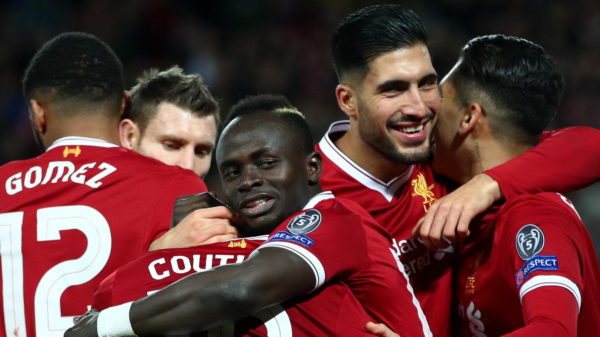 Liverpool's players celebrate scoring against Spartak Moscow