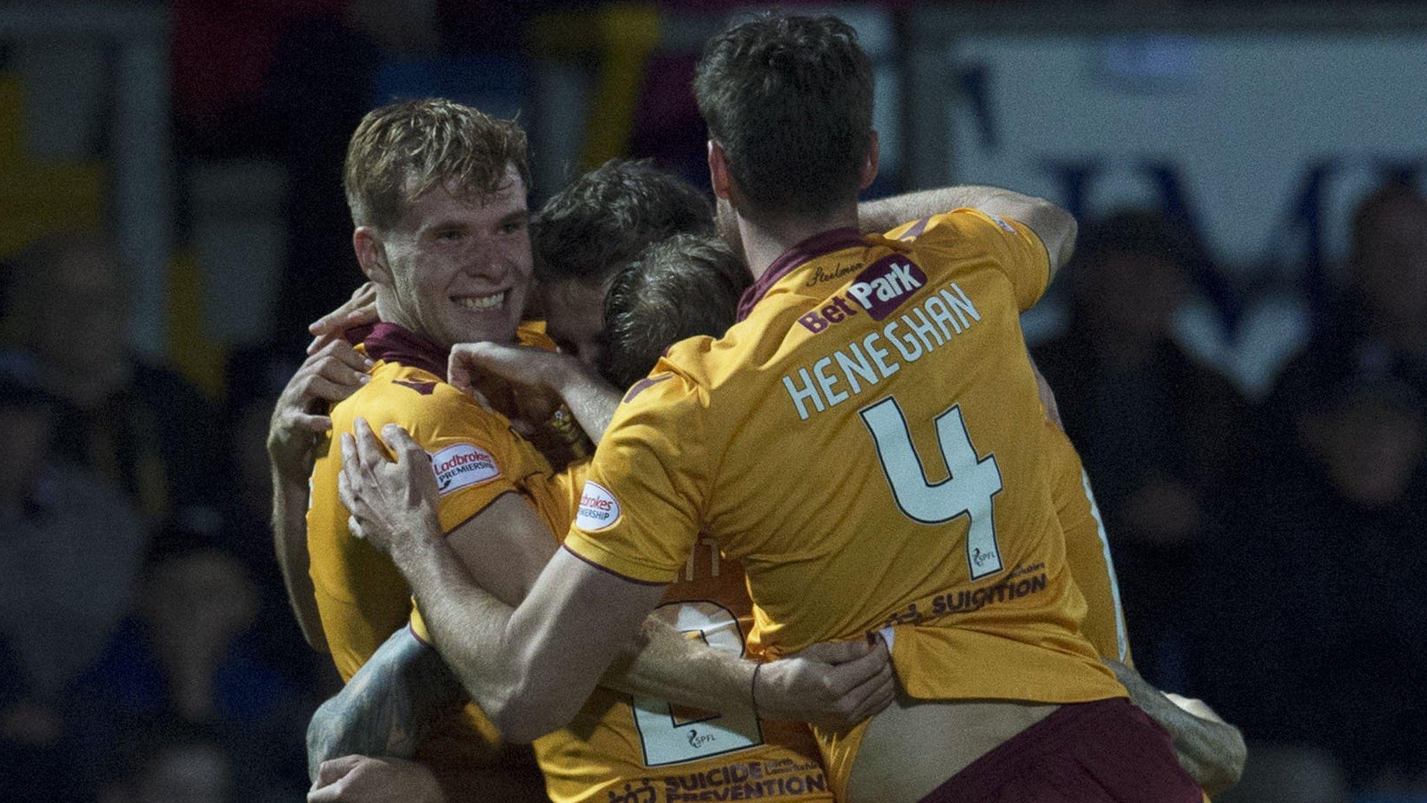 Chris Cadden of Motherwell celebrates his goal