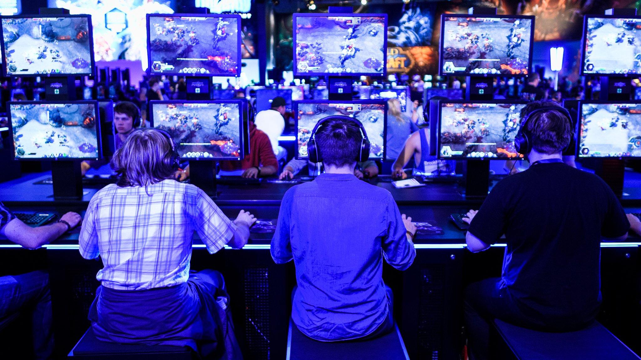 Gamers playing a video game