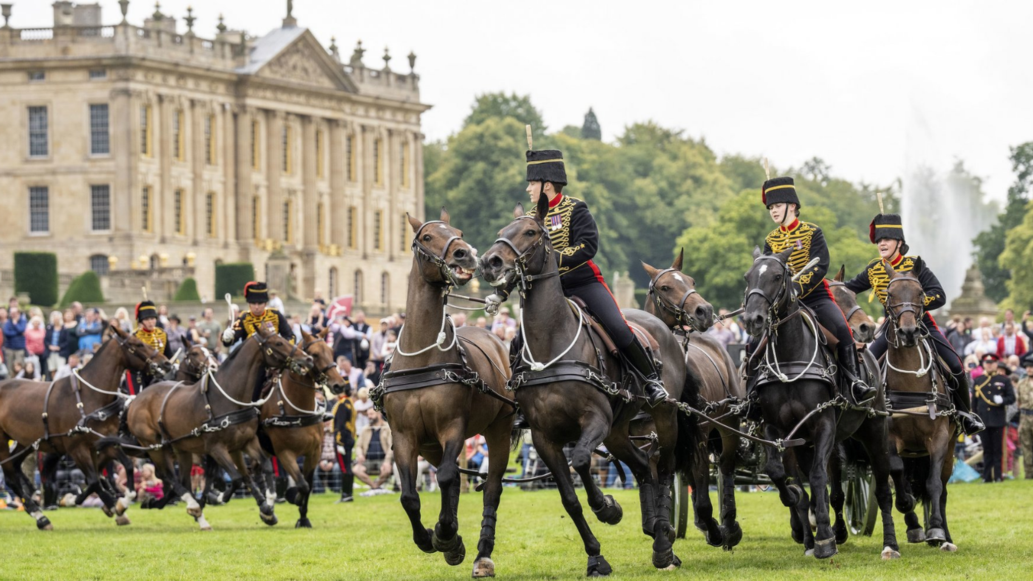 The King's Troop Royal Horse Artillery Four Gun Musical Drive at Chatsworth House