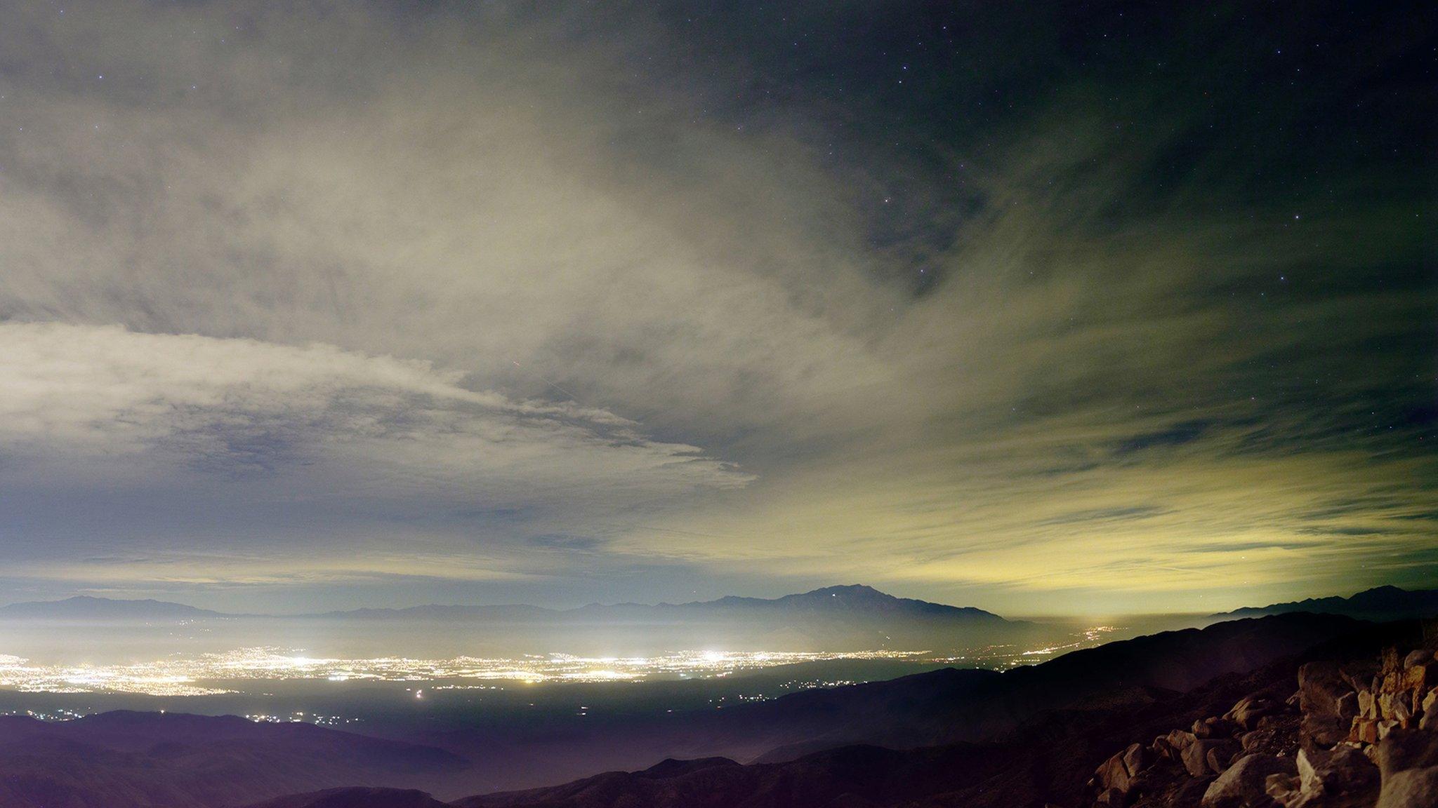 Light pollution over Joshua Tree National Park