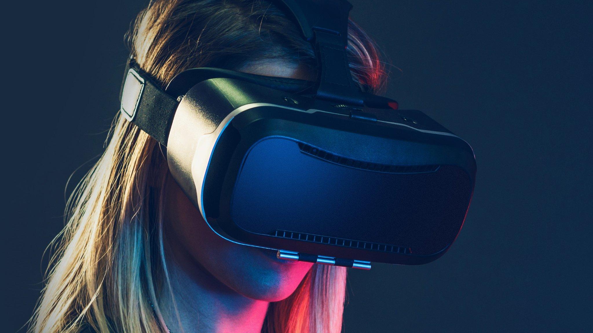 A woman in a VR headset