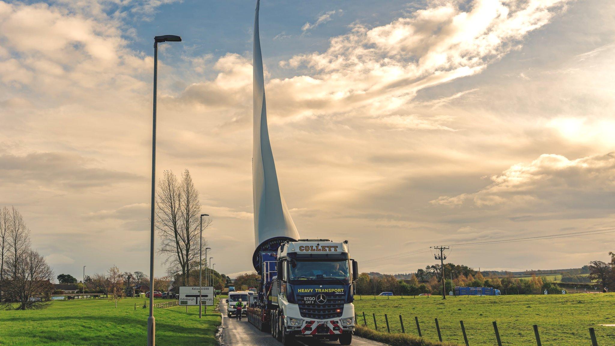 Wind turbine being transported