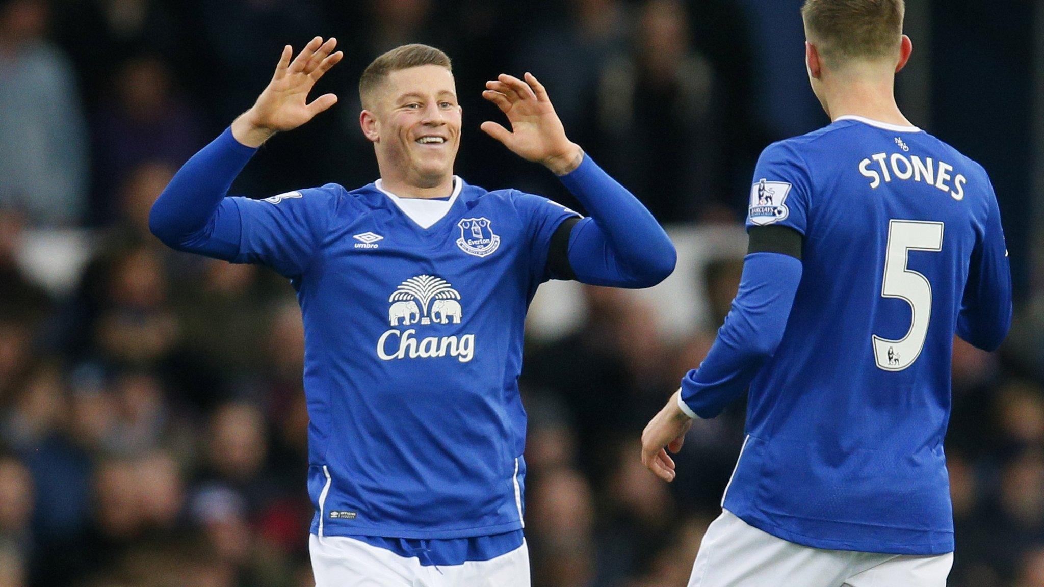 Everton and England midfielder Ross Barkley celebrates scoring