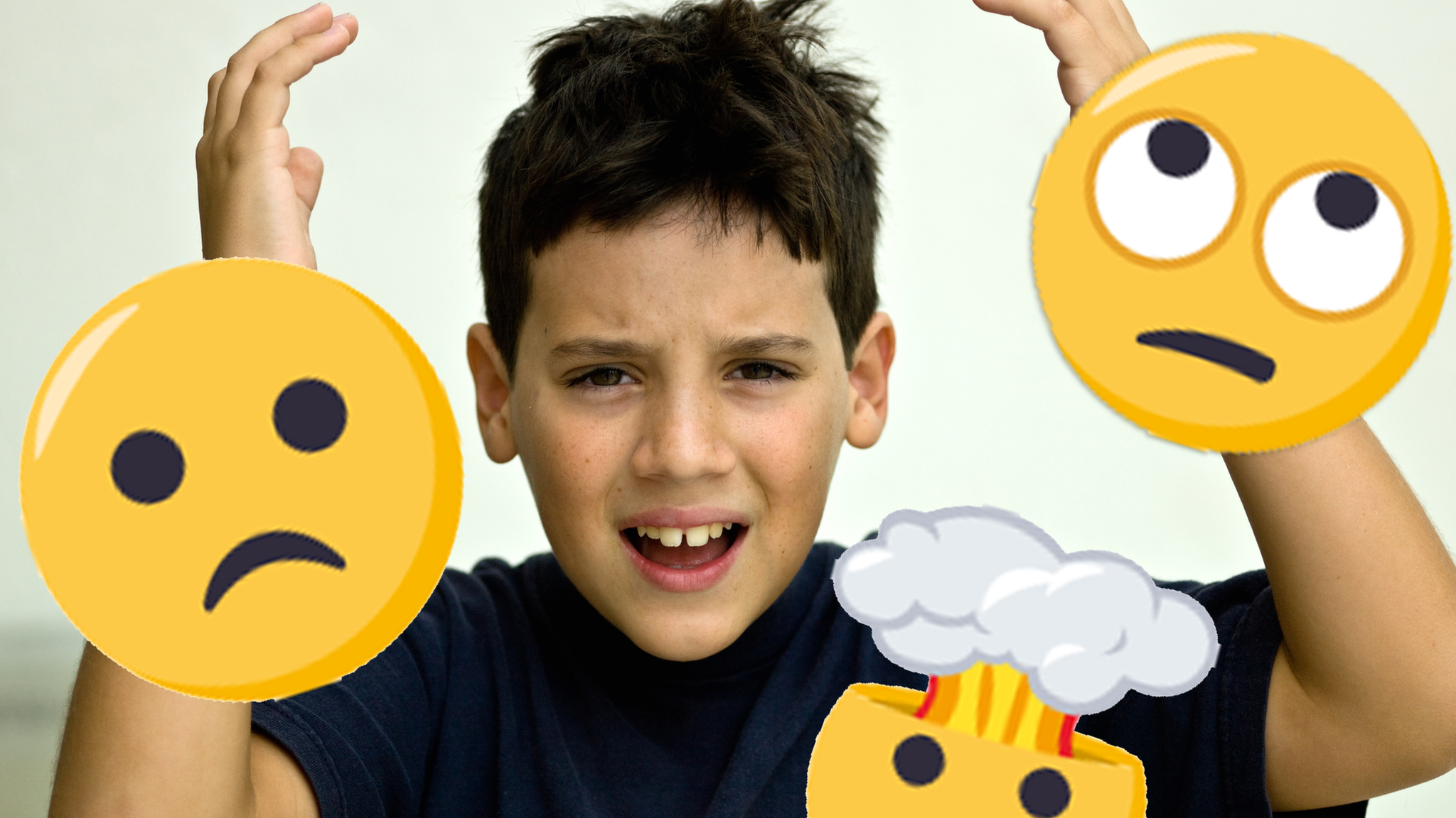 boy with moaning emojis