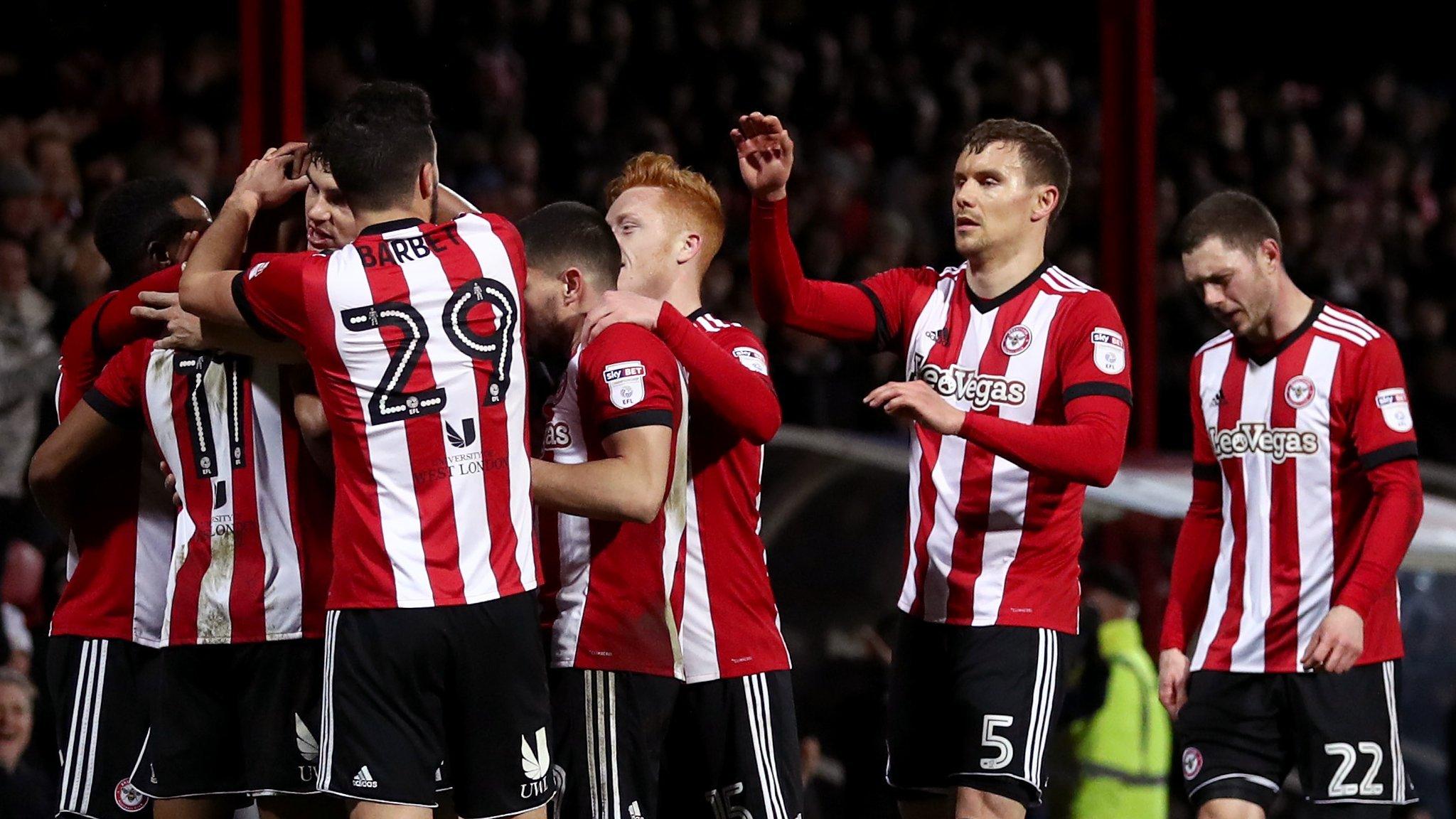 Brentford players celebrate