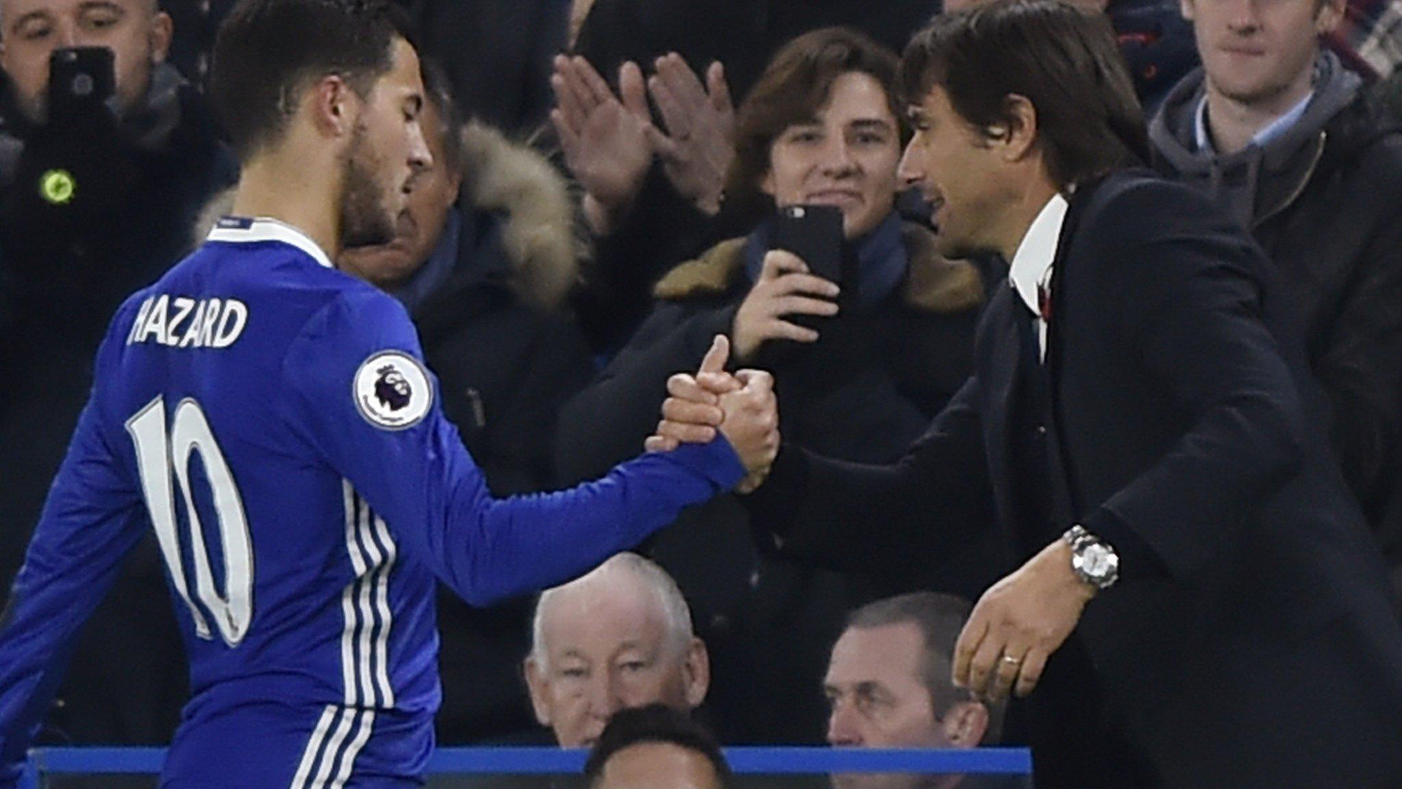 Eden Hazard and Antonio Conte